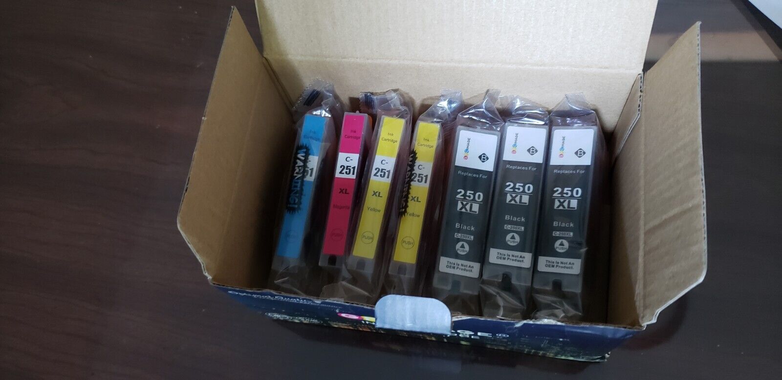 GPC Image Canon 250XL/251XL Ink Black/Color Pixma Printer Cartridges 7-pack
