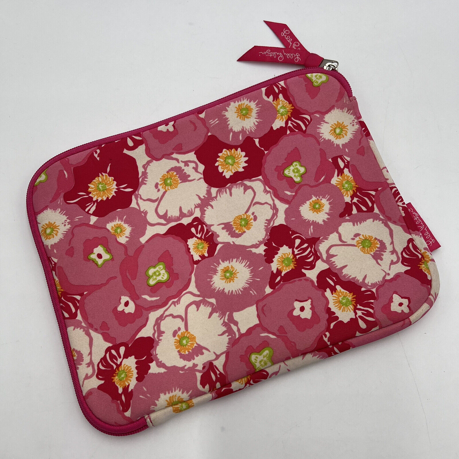Lilly Pulitzer iPad Tablet 8”x10” Sleeve Case Zip Scarlet Begonia Pink Floral