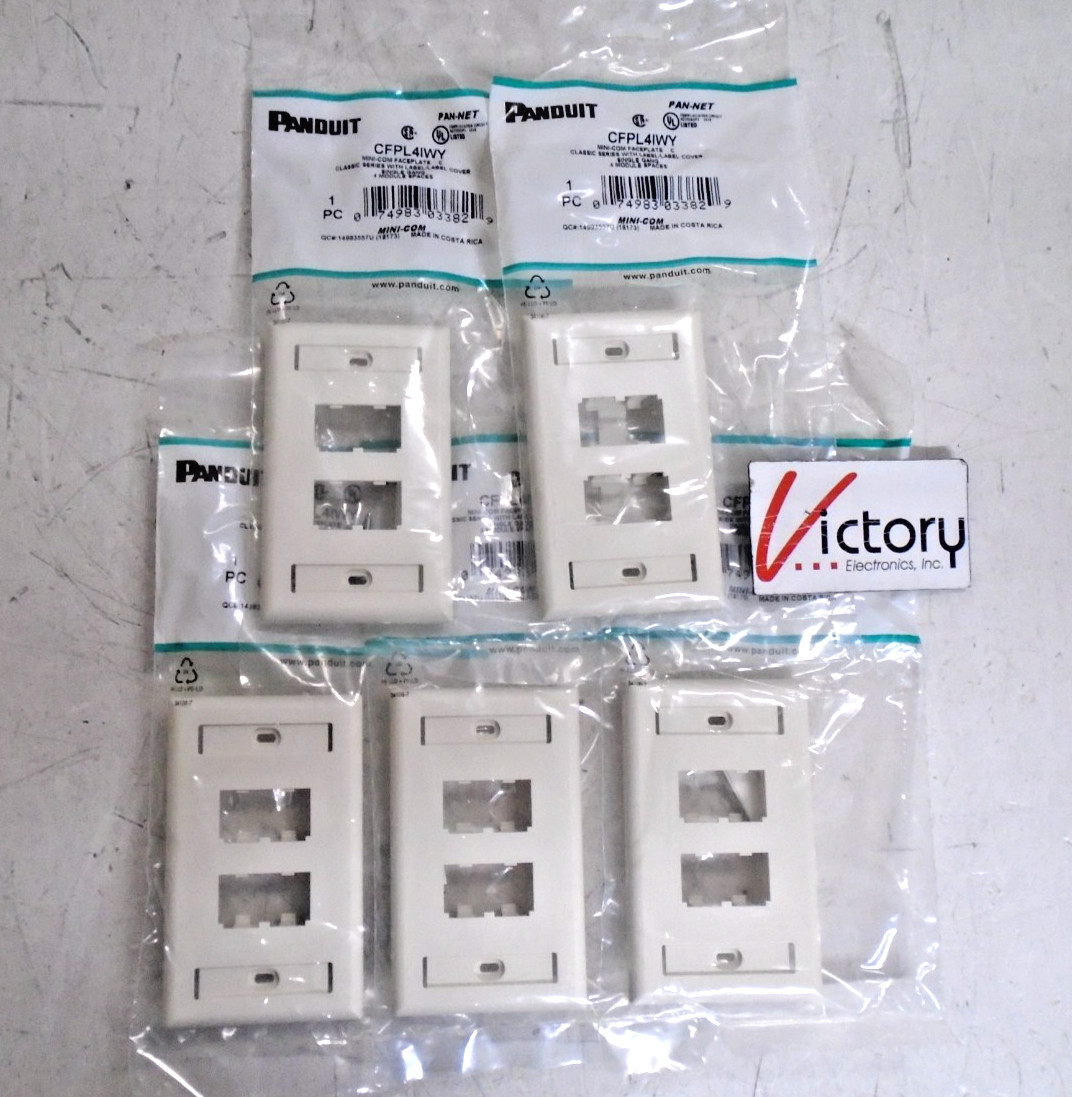 NEW Panduit Mini-Com Classic Series Faceplate 5-PACK | CFPL4IWY | Single Gang