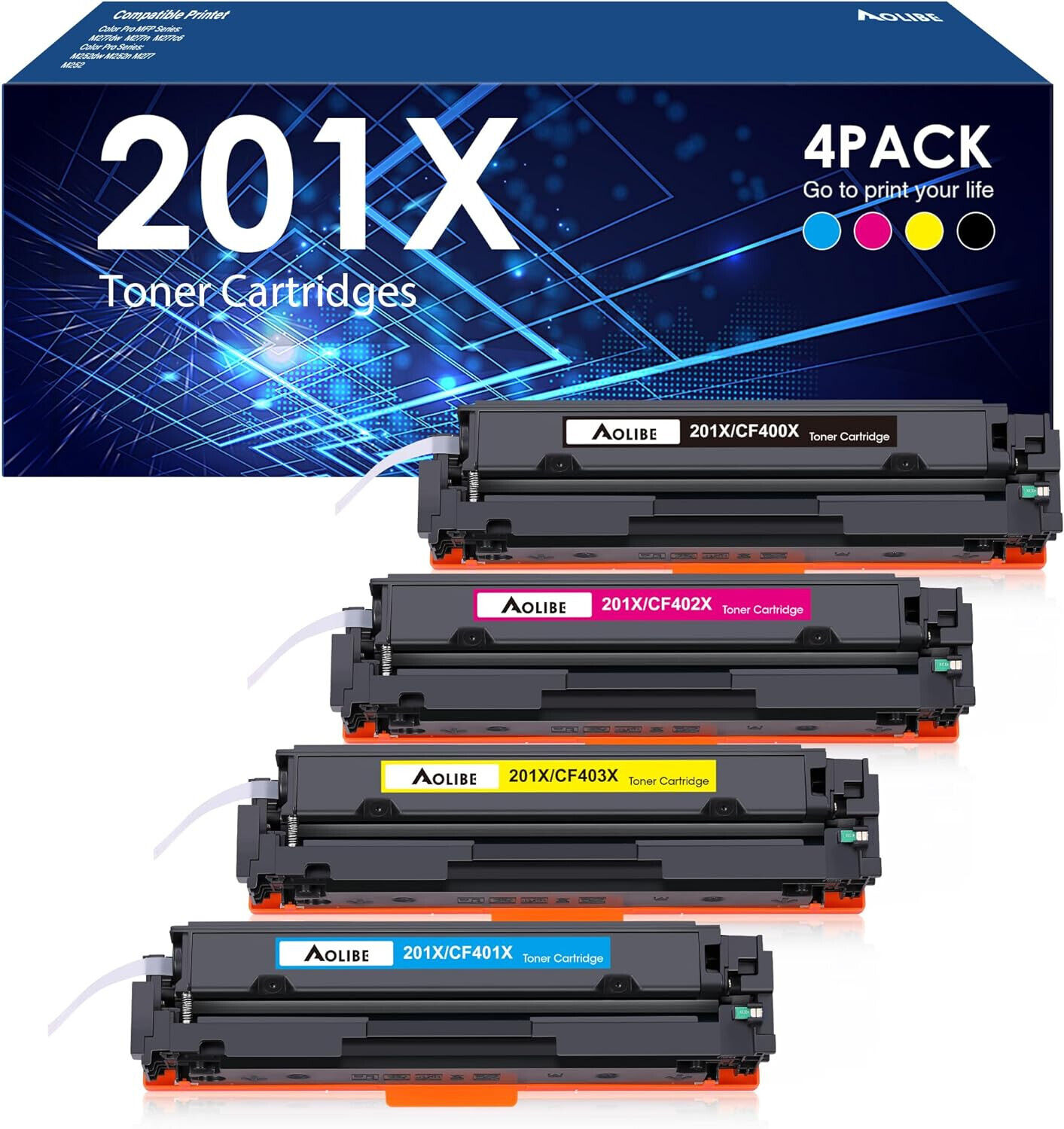 201X Toner Cartridge Compatible for HP 201X 201A 4 Pack CF400A CF401A CF402A ...