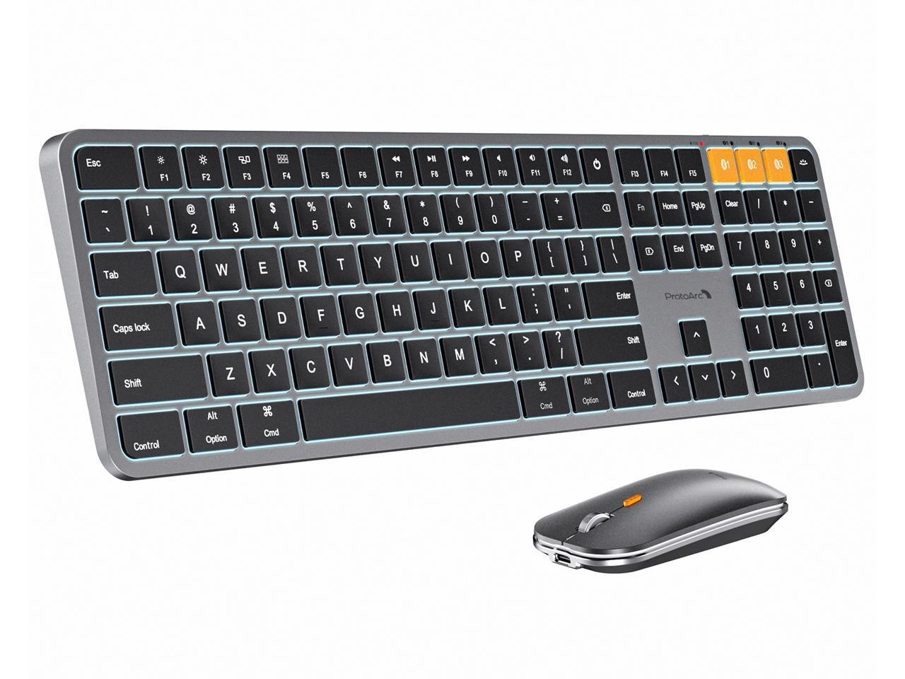 ProtoArc CP014528 KM100A Backlit Bluetooth Keyboard & Mouse for Mac - Space Gray