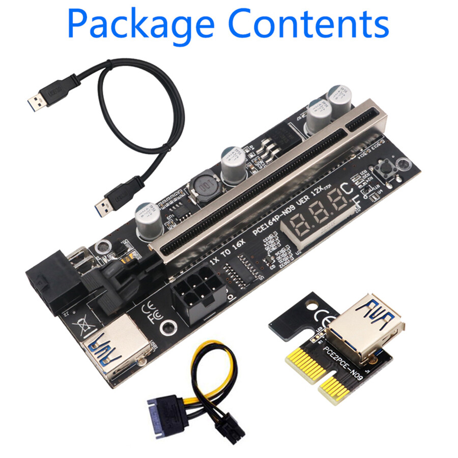 PCIE Riser 009S Plus Riser PCIE PCI Express X1 to X16 Dual 6Pin For Graphic Card