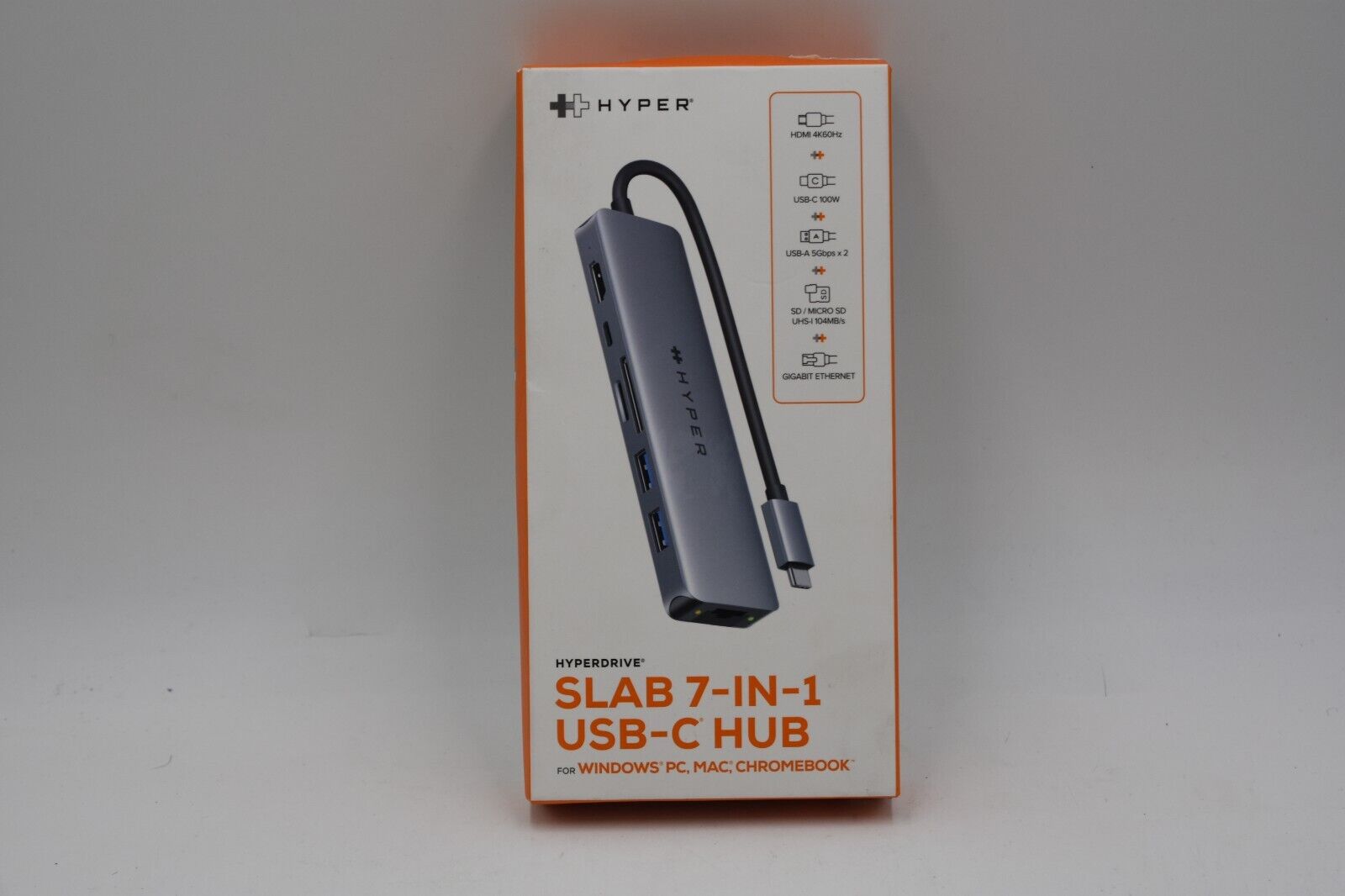 HYPERDRIVE SLAB 7 in 1 USB C Hub for Windows, PC, Mac, & Chromebook, (PS5009951)