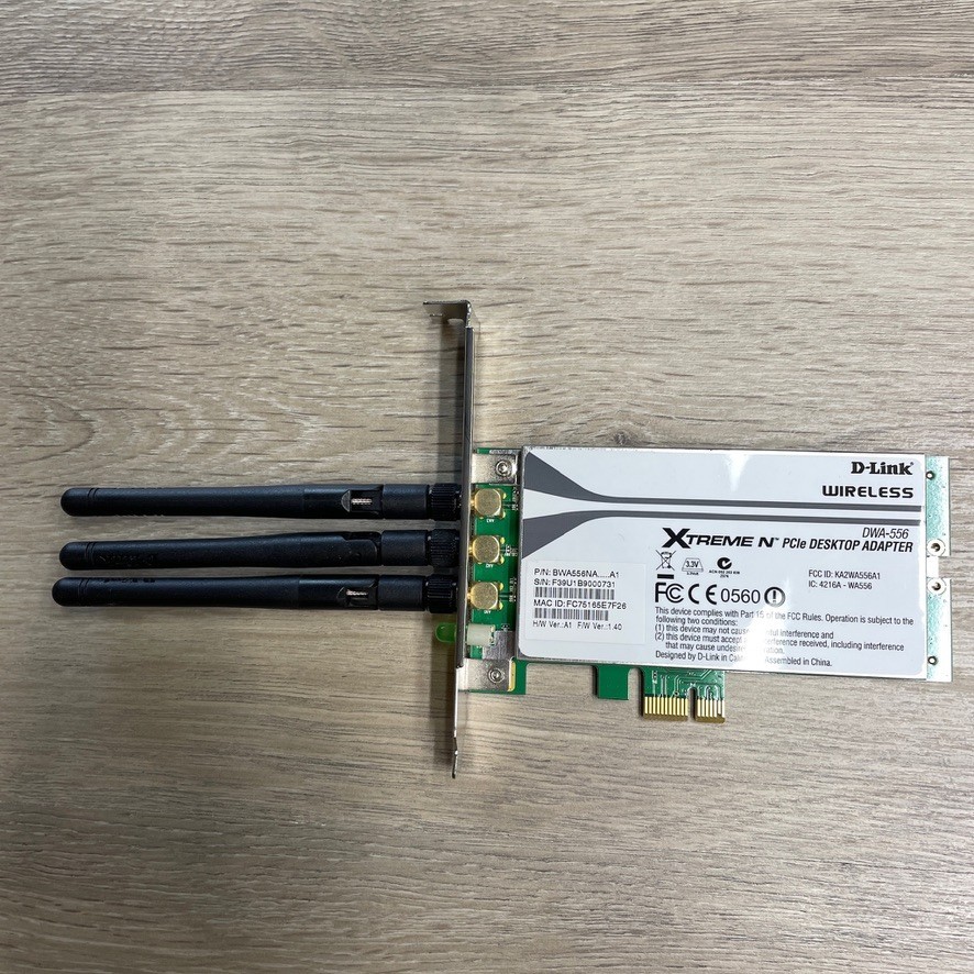 D-Link DWA-556 XTREME N PCIe Wireless Internet Desktop Adapter w/ 3 Antennas