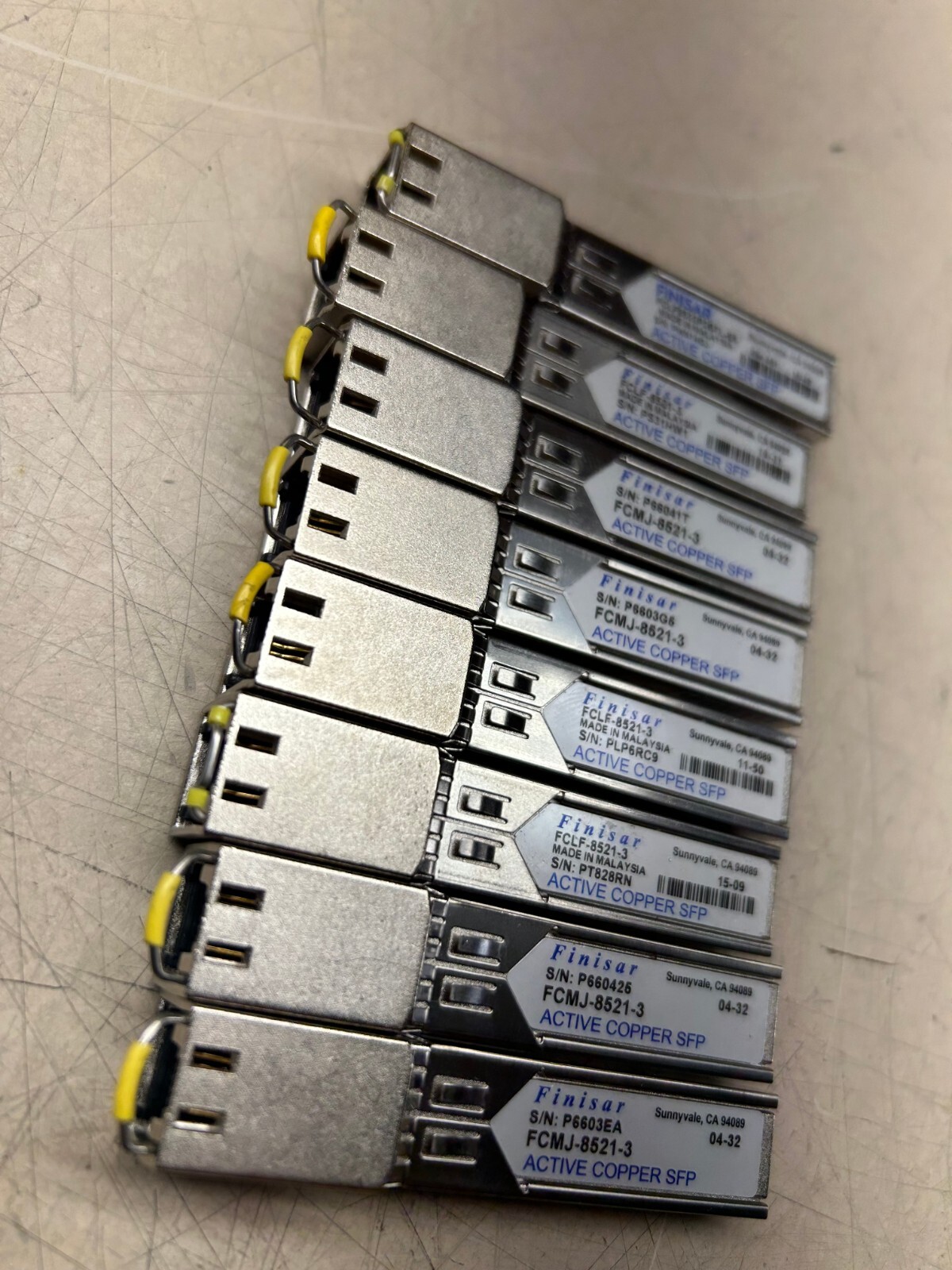 Lot of 8 Finisar FCMJ-8521-3 Active Copper SFP's