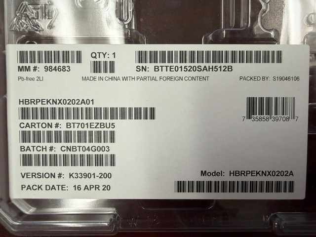 HBRPEKNX0202A01 - 512GB + 32GB SSD M.2 Optane Memory H10 NVMe 3x4 -