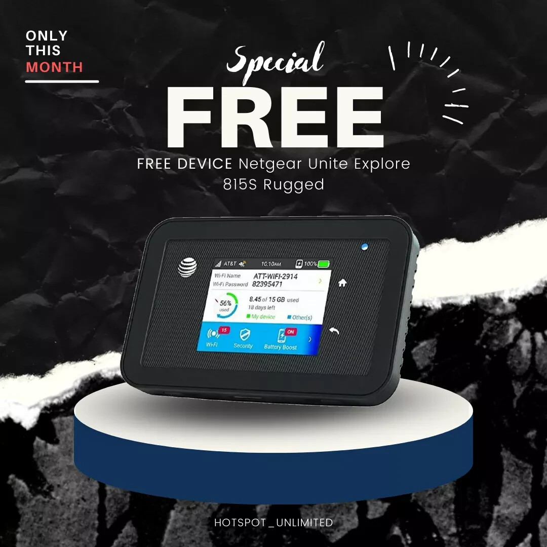 Unlimited 4G Hotspot Internet | FREE Netgear Hotspot | No Contract | $79.99/Mont