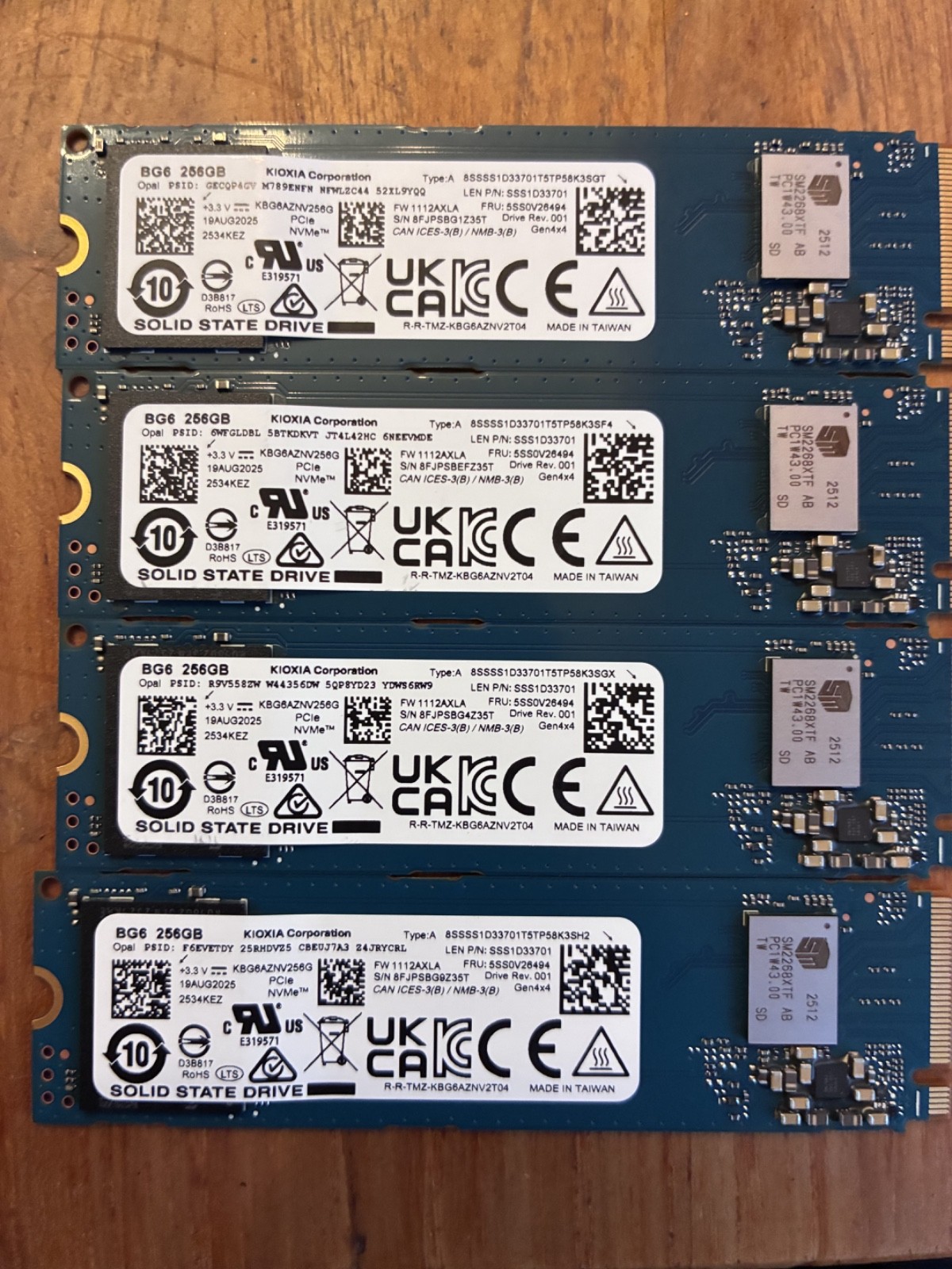 BG6 KIOXIA SSD 256GB NVMe PCLe (each one sold individually, not as a group of 4)