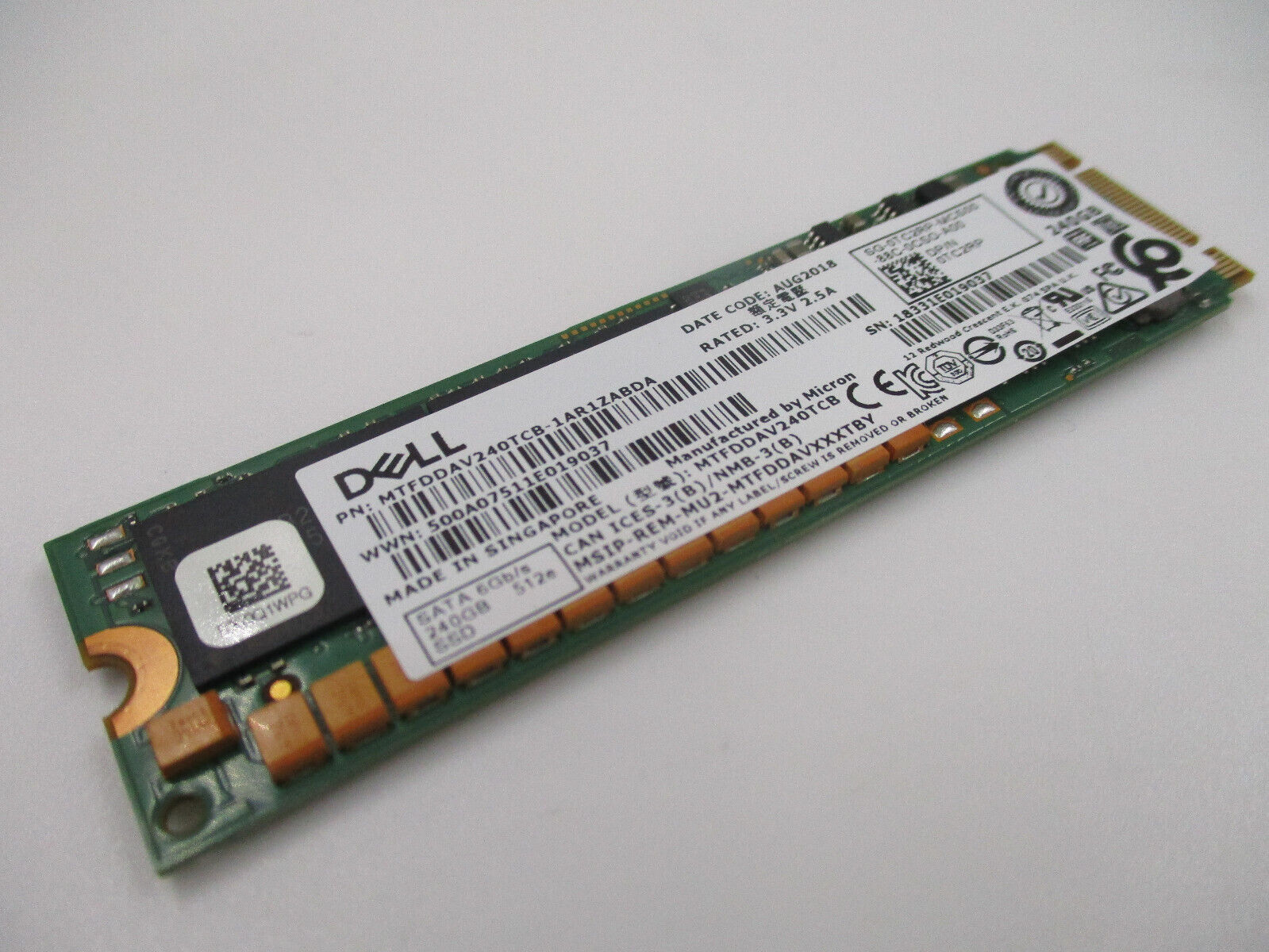 DELL MTFDDAV240TCB  240GB M.2 6Gbps SATA SSD SERVER POWEREDGE P/N:0TC2RP Tested