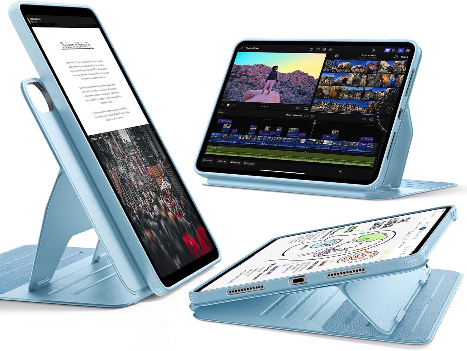 Case for iPad Air 13 Inch (2026/2025), Light Blue | Removable Magnetic Cover, St