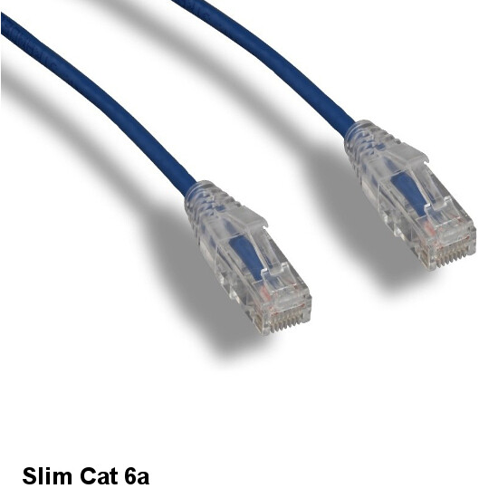 KNTK Blue 10ft Slim Cat6a UTP Patch Cable 28AWG Ethernet RJ45 Network Snagless