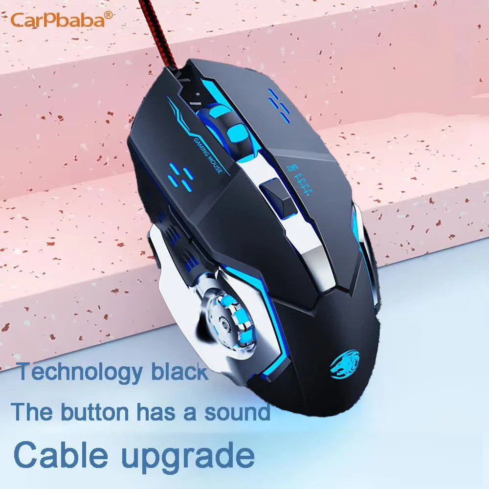 Wired Game Mouse for PC Laptop MacBook, Pink Mechanical, Mute, E-Sports