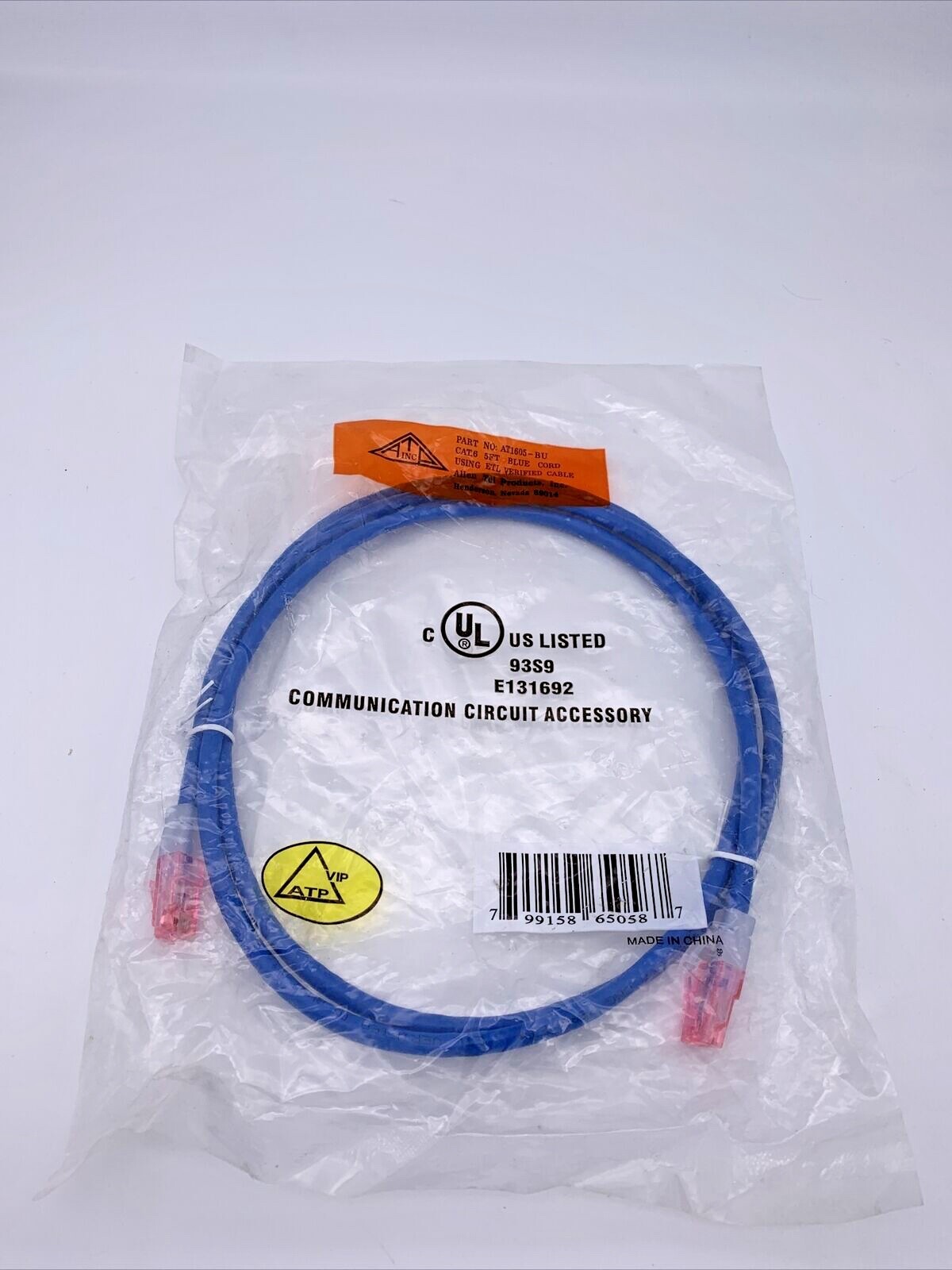 AT1605-BU Allen Tel Modular Category 6 Patch Cord 5ft CAT6 Blue 