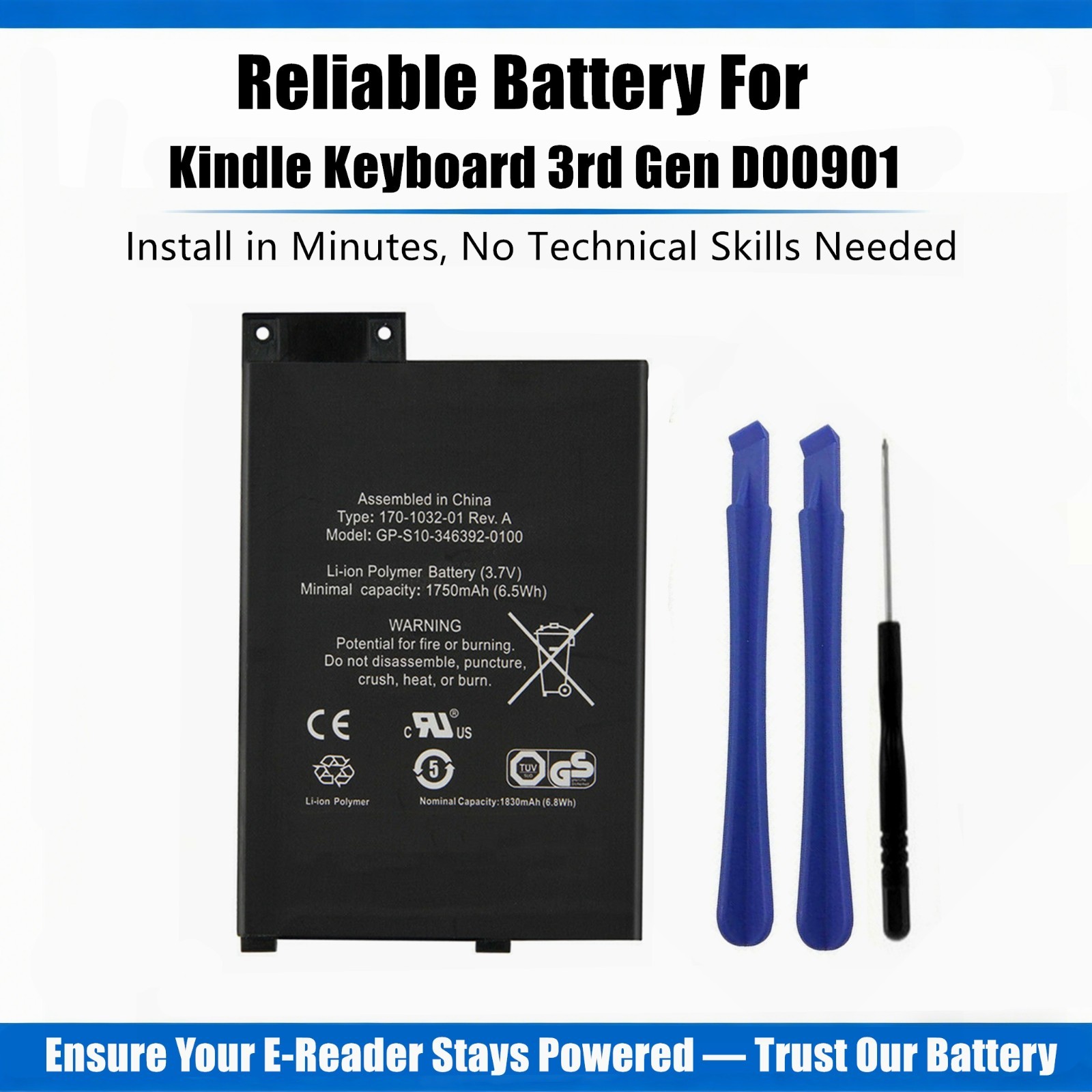 Replacement Battery 170-1032-00 for Amazon Kindle Keyboard 3rd Gen Model D00901