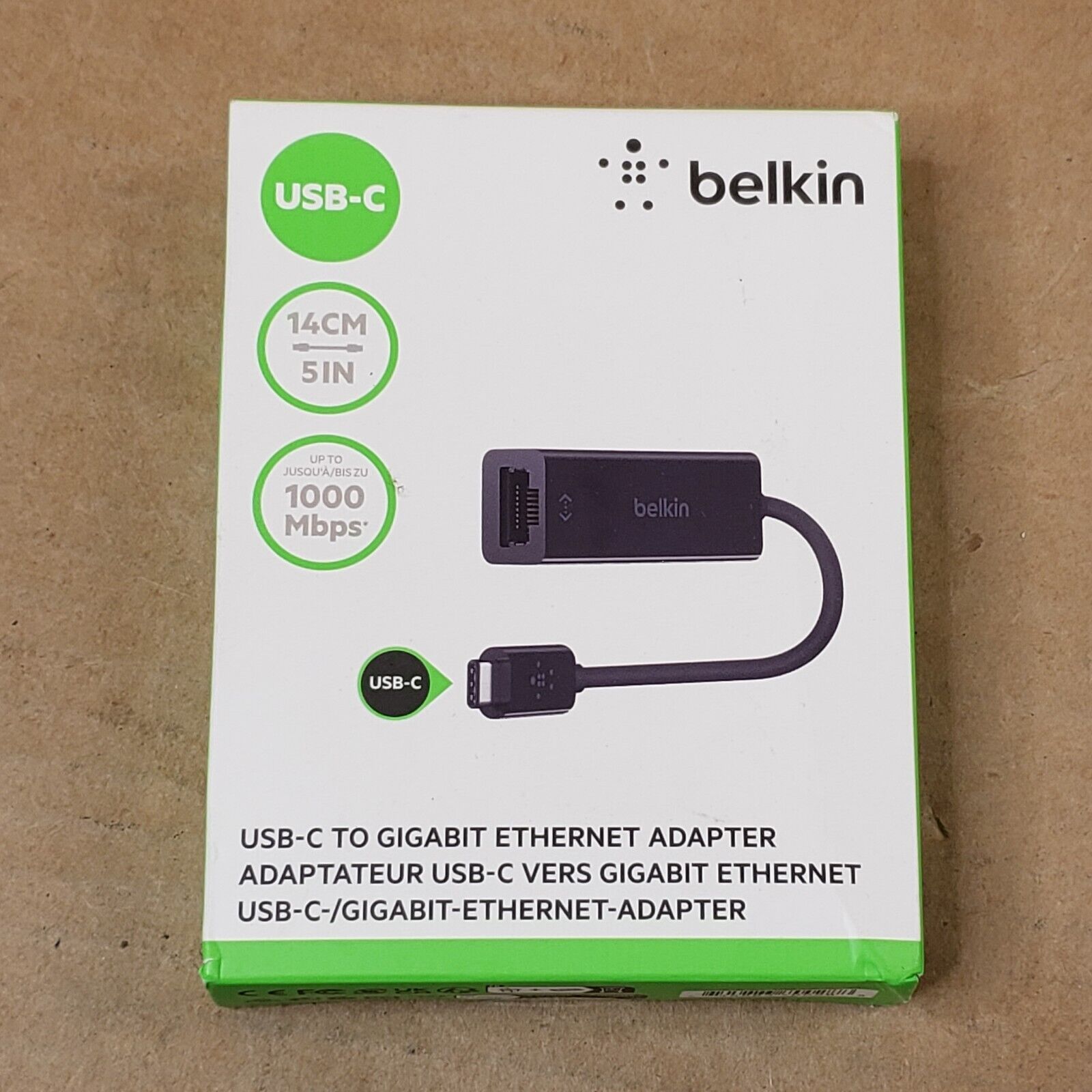 Brand New Belkin USB-C to Gigabit Ethernet Adapter, Model #: F2CU040