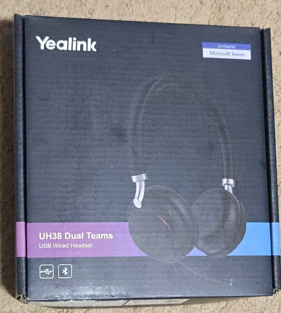 NEW Yealink UH38 Dual Teams USB Wired Headset  Microsoft Teams Certified 1308081