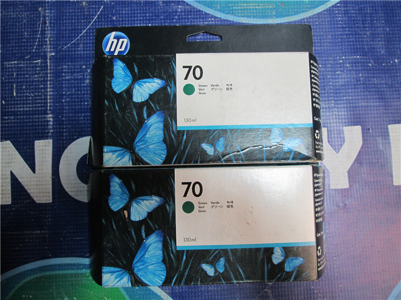 Lot of 2 HP C9457A Green Ink Cartridges - Genuine OEM, Sealed