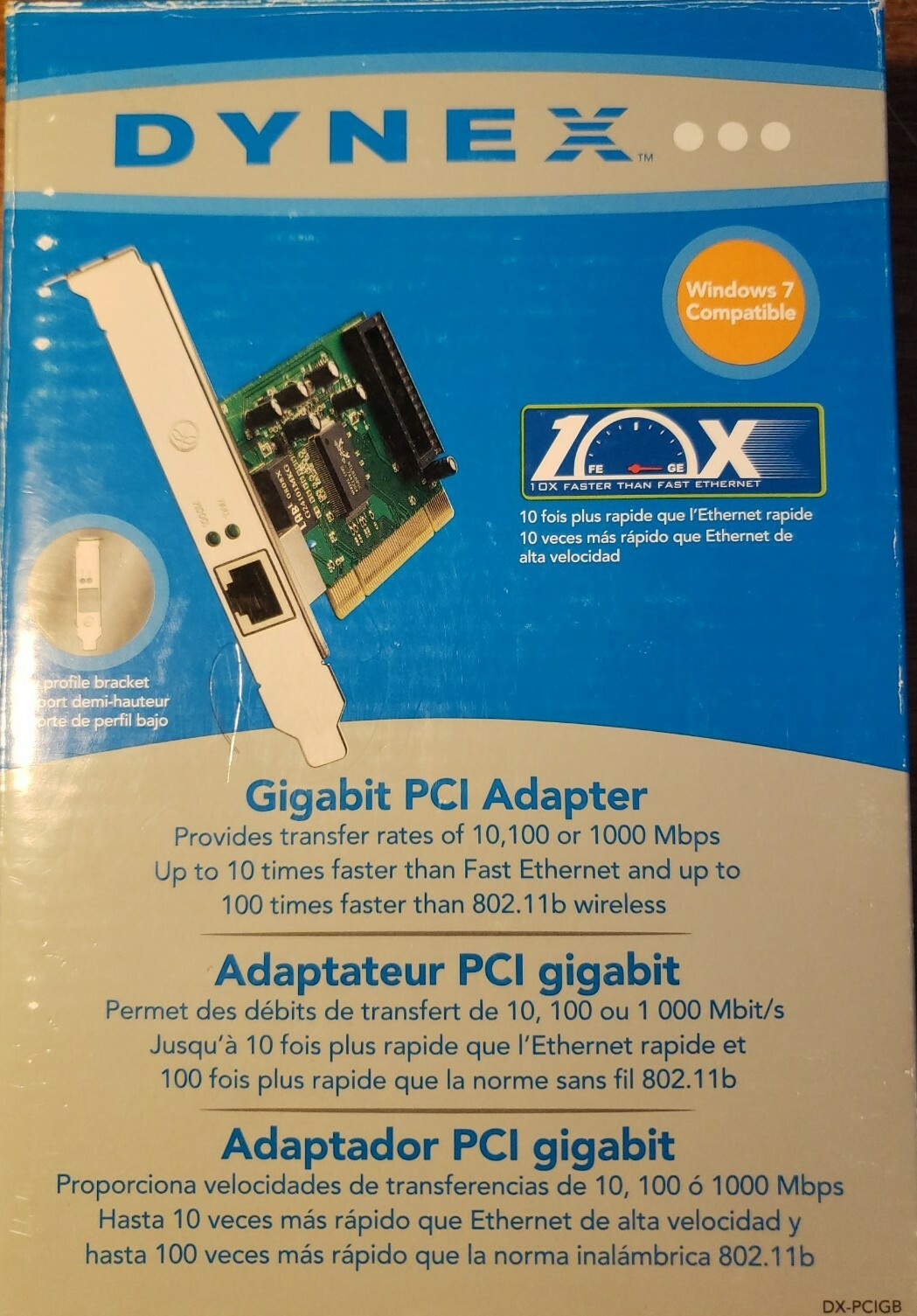 Dynex DX-PCIGB Gigabit PCI Desktop Adapter 1000 Mbps/1 Gbps and Wired