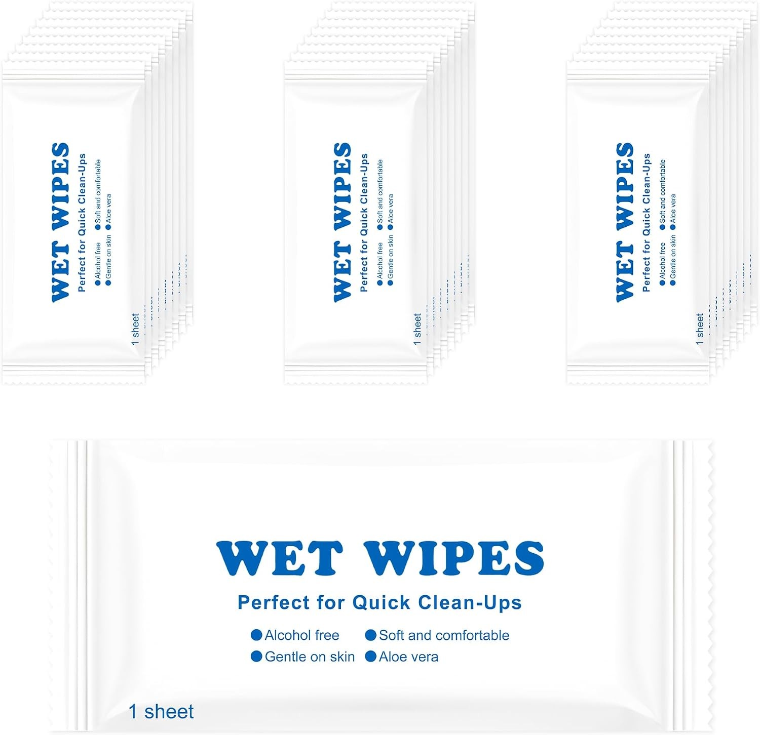 Easy To Carry (50-PACK), Individually Wrapped Wet Wipes