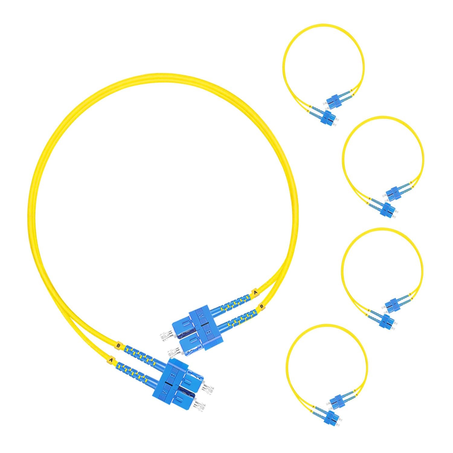 Lebrudos 5Pcs 0.5 Meter Fiber Optic Patch Cord SC UPC to SC UPC, Duplex Singl...