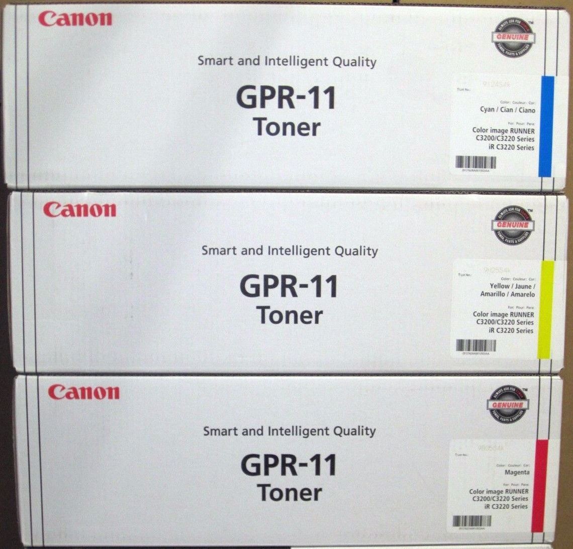 Set of 3 New SEALED BAG Genuine Canon GPR-11 Toner Cartridges GPR11 C M Y 
