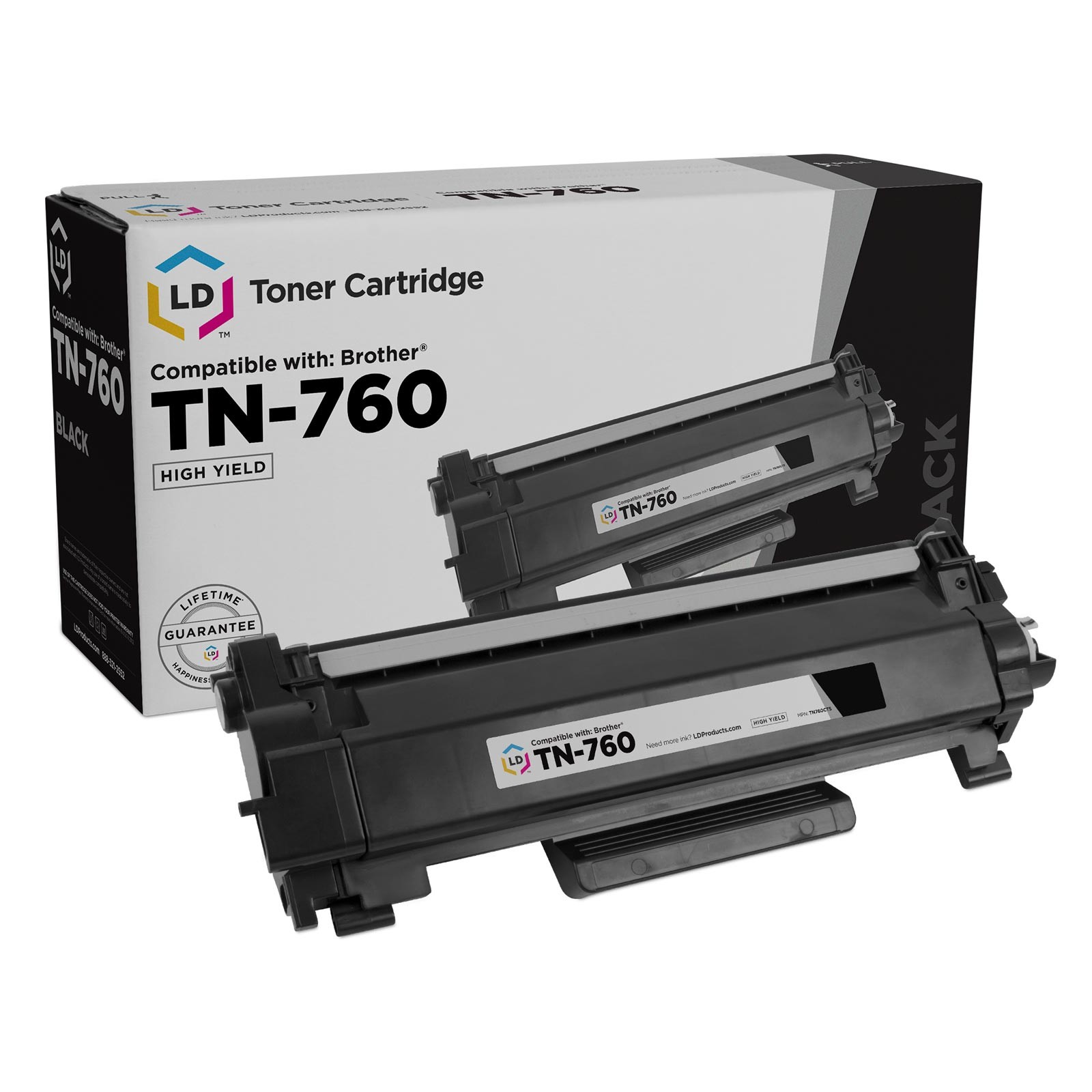 LD Compatible Replacement for Brother TN760 High Yield Black Toner Cartridge