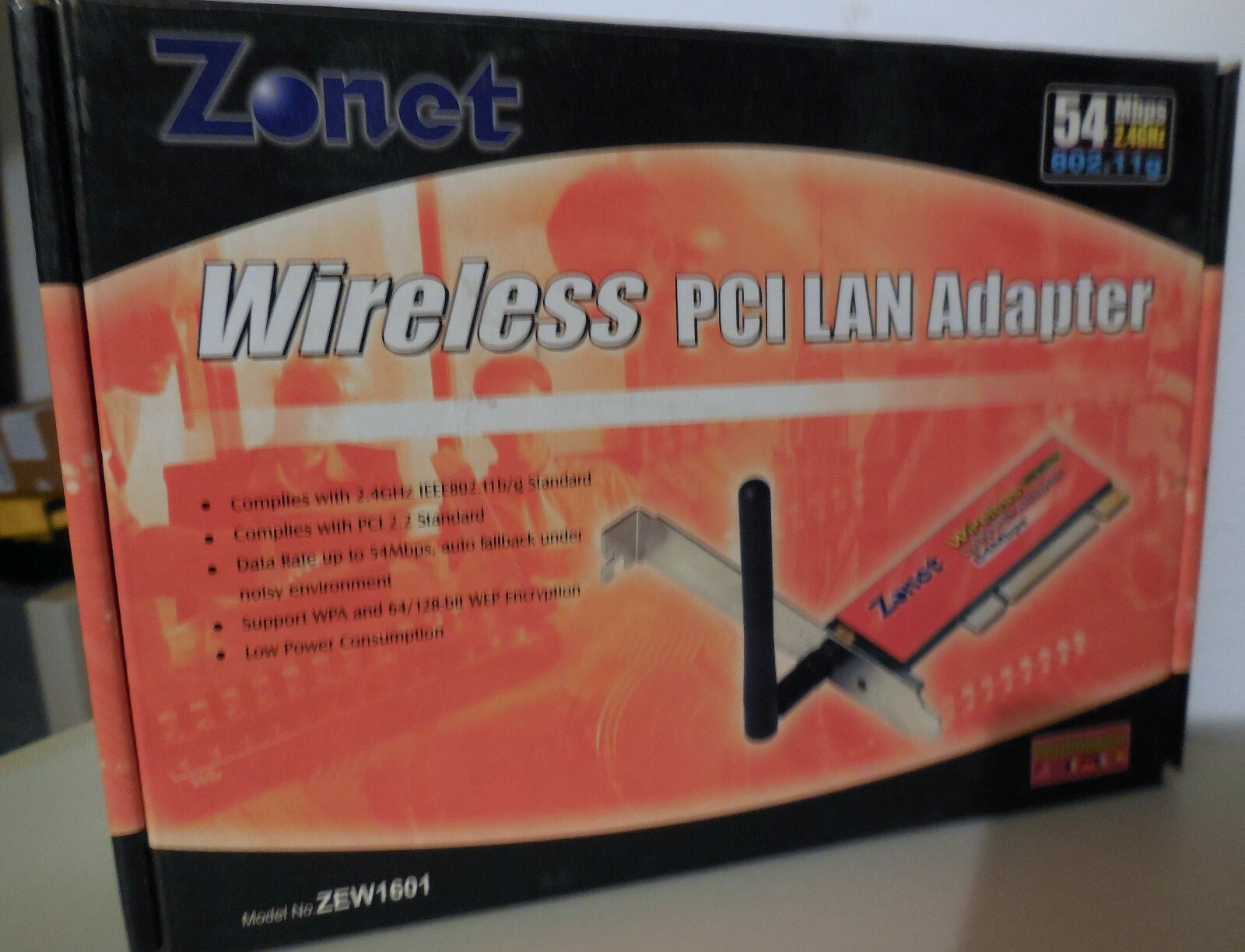 Zonet ZEW1601 802.11g Wireless LAN Adapter IEEE 802.11b/g PCI 54Mbps 