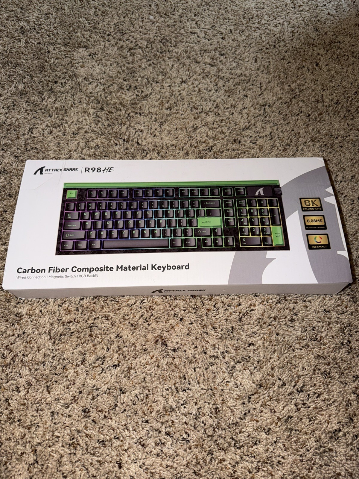 ATTACK SHARK R98HE Wired RT 8K Mechanical RGB Gaming Keyboard - Black Green