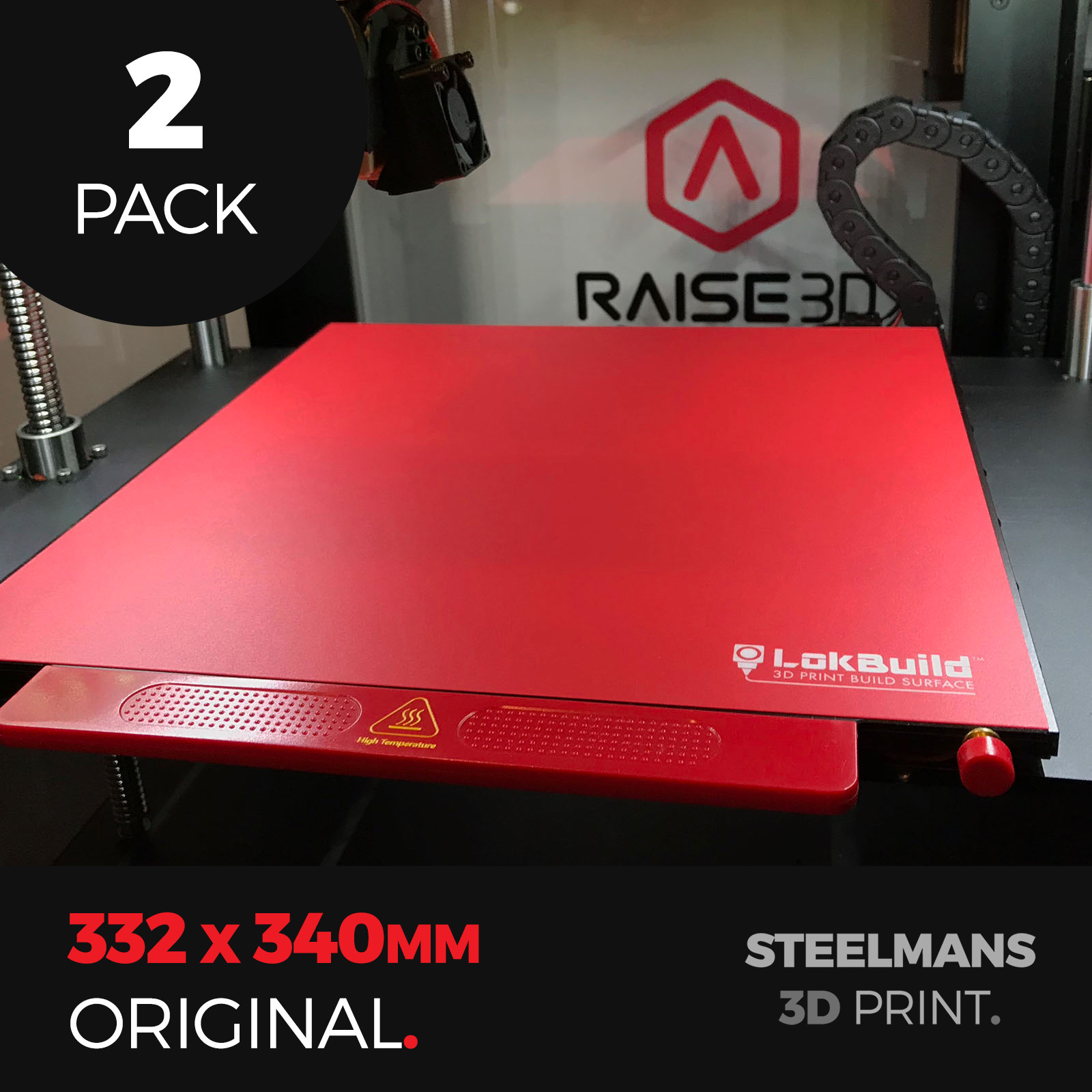 PACK OF 2 x LokBuild : 3D Print Build Surface (Raise3D Pro2, Pro2 Plus, N2, N2+)