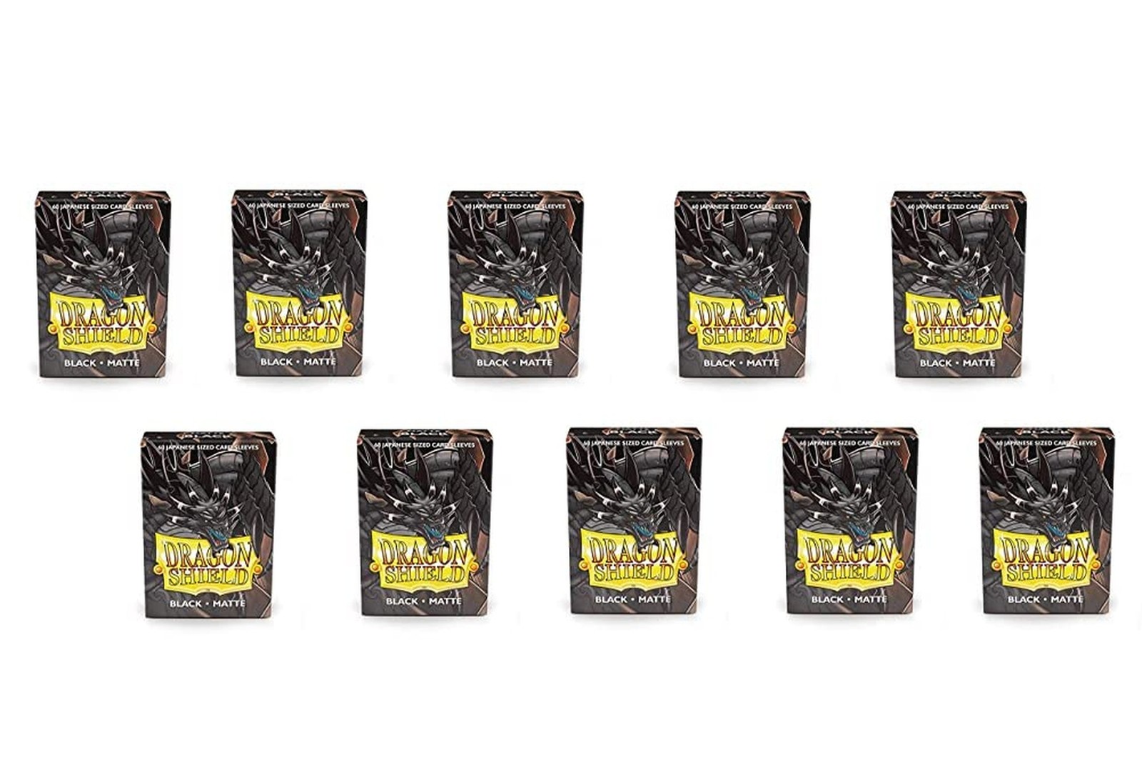 10 Packs Dragon Shield Matte Mini Japanese Black 60 ct Card Sleeves Display C...