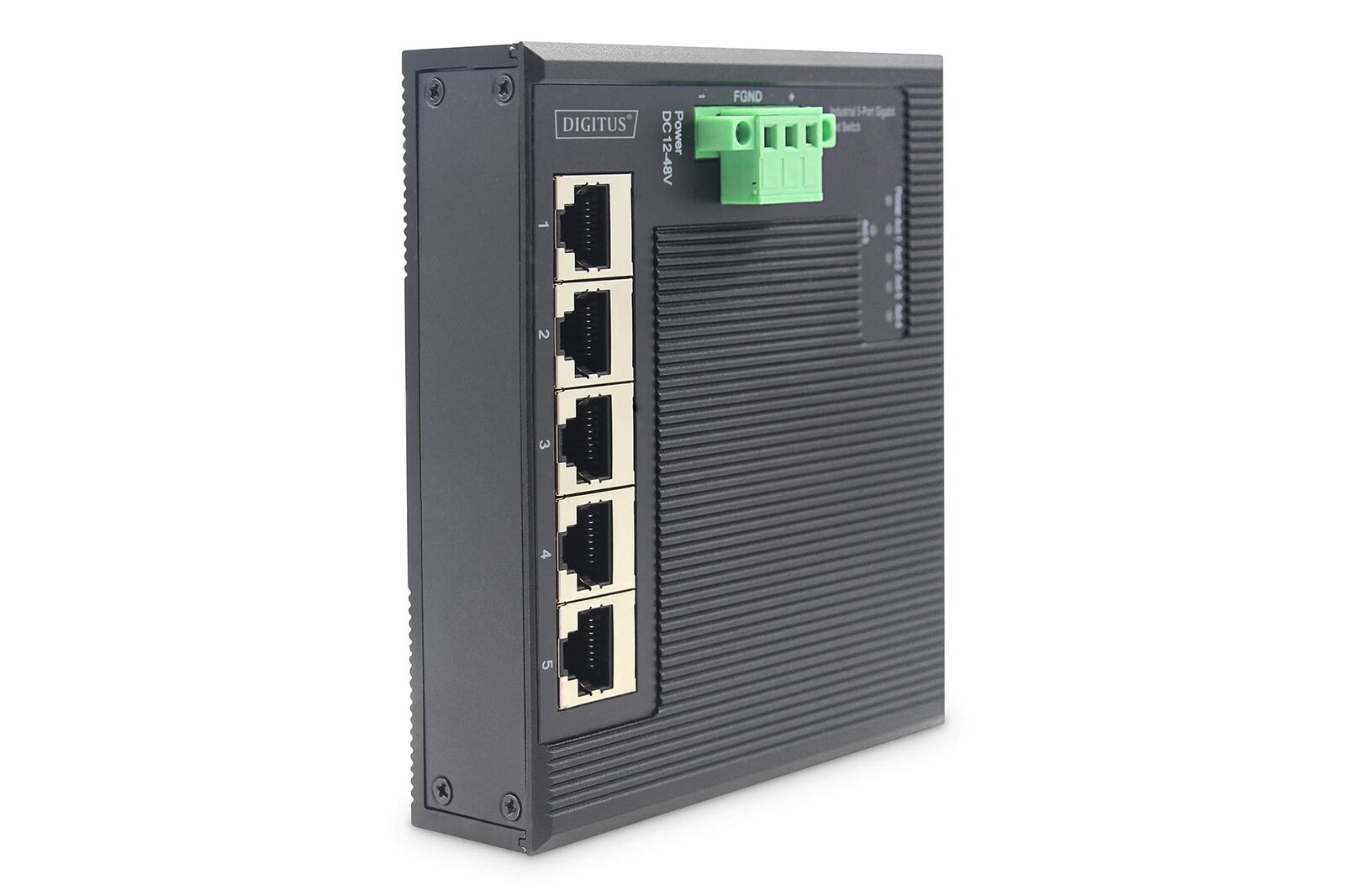 DIGITUS Flat Netzwerk-Switch - 5-Port Gigabit Ethernet - DIN-Rail Montage - Klem