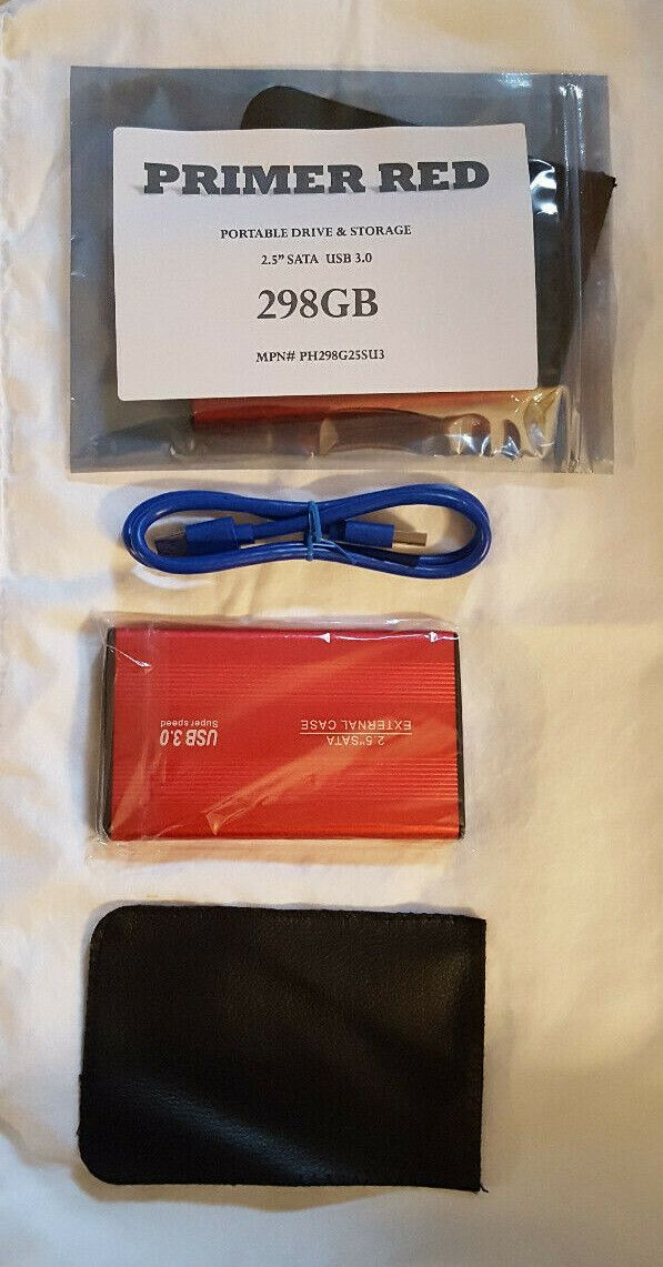298GB 2.5" SATAIII USB3.0 PORTABLE DRIVE AND STORAGE ALUMINUM