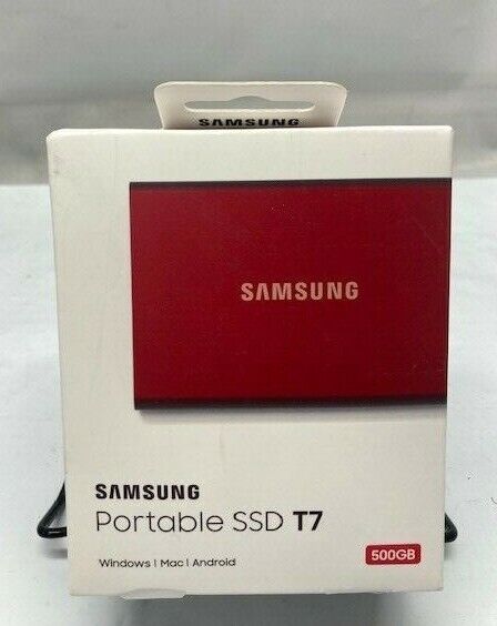 Samsung T7 Portable External SSD Red MU-PC500R, 500GB - NEW