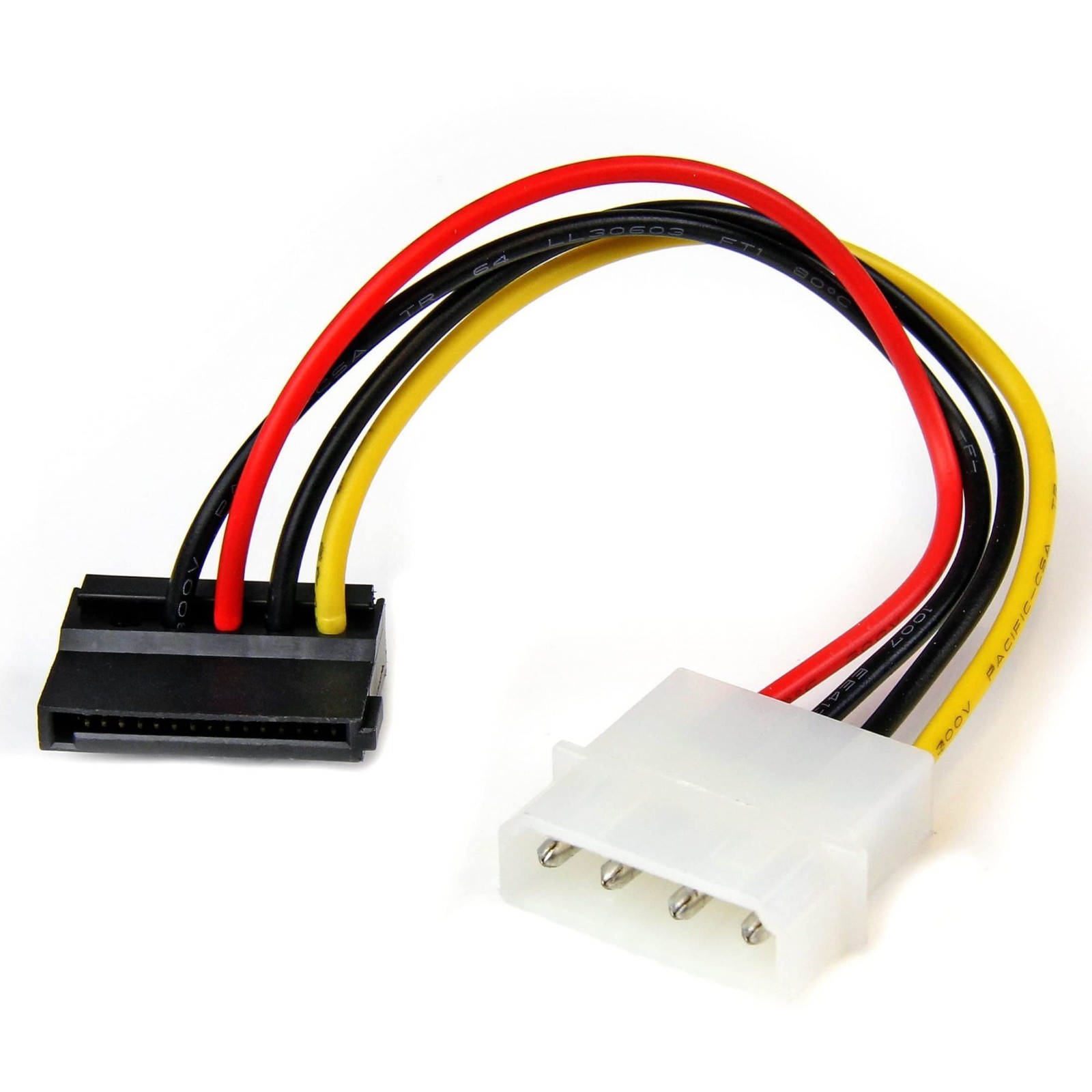 4 Pin LP4 to Left Angle SATA Power Adapter Cable - 6in Power Connector for PC