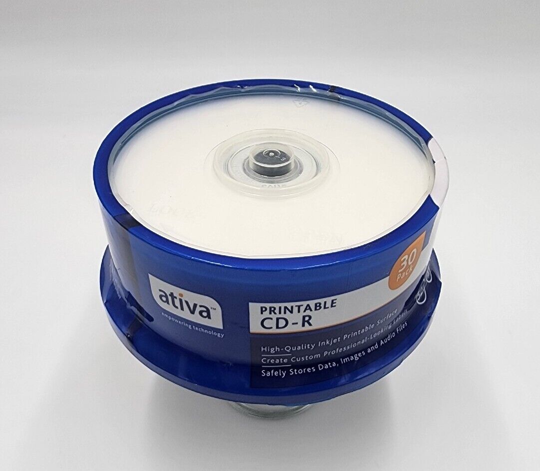Ativa Printable CD-R 30 Pack -  52x 700MB 80min - New & Sealed -  