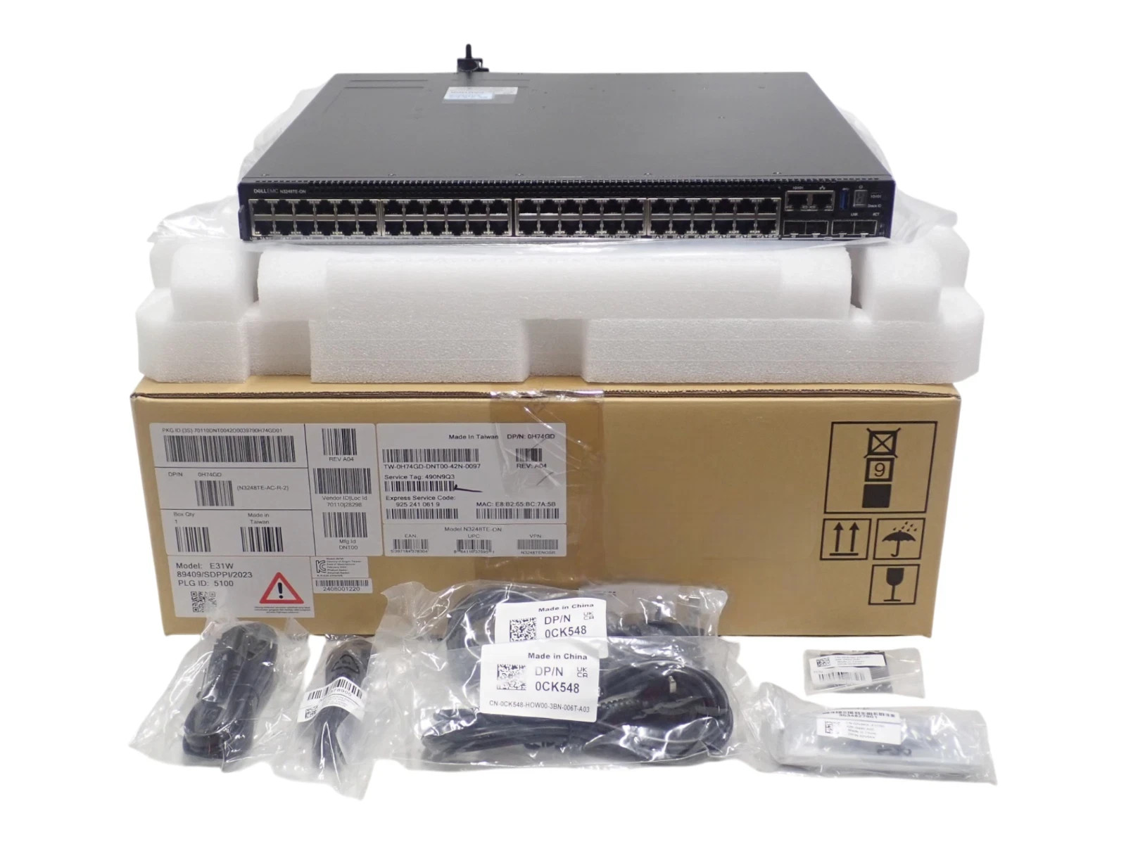 NEW Dell EMC PowerSwitch N3248TE-ON 48x 1GbE RJ45 4x SFP+ 2x QSFP28 Switch ONIE