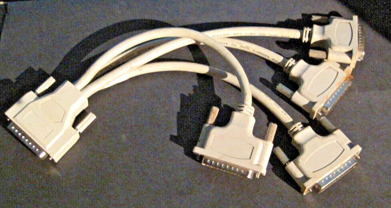 Parallel Male ATA (PATA) (1) to DB25 Male Serial (4) Splitter Cable - Used - 12"