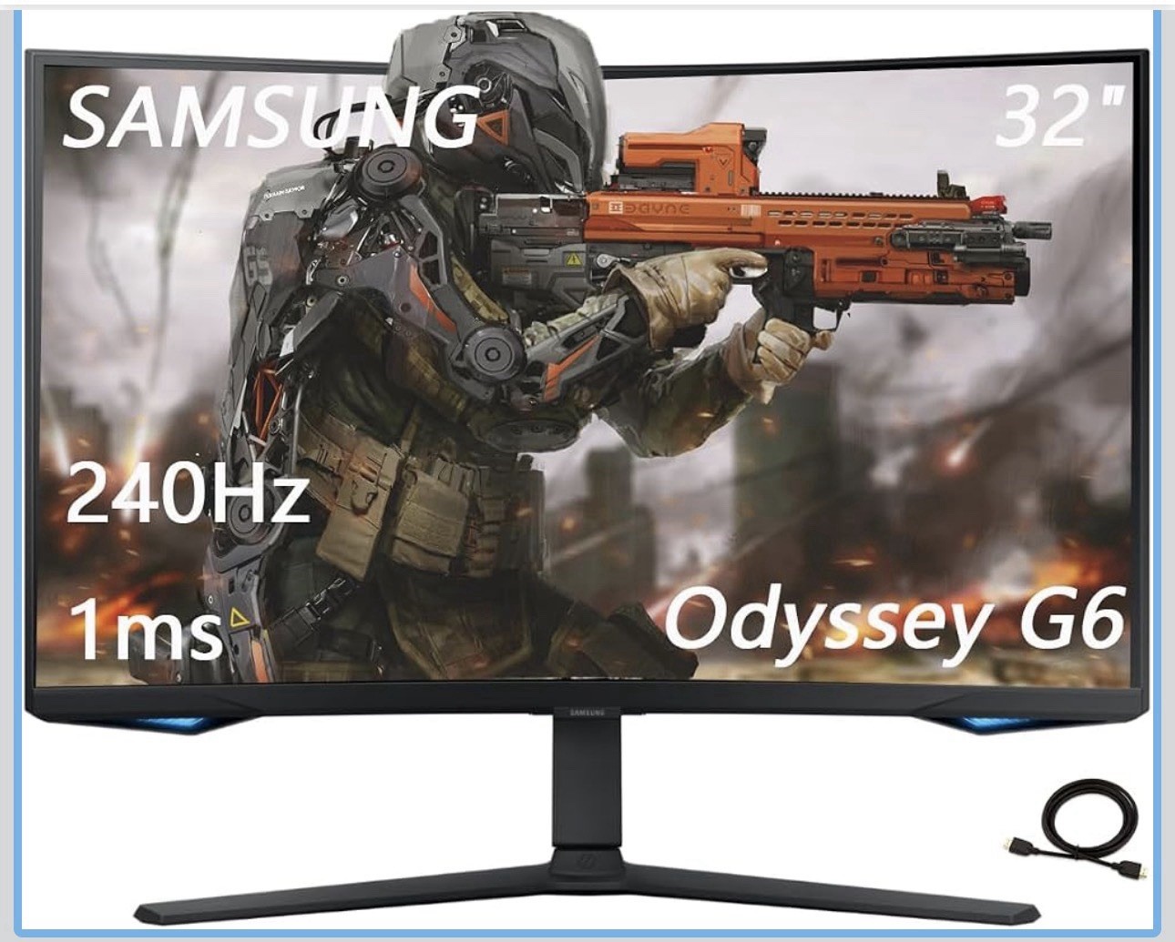 Samsung 32-Inch Odyssey G65B Curved Gaming Monitor, 240Hz, 1ms Smart Apps