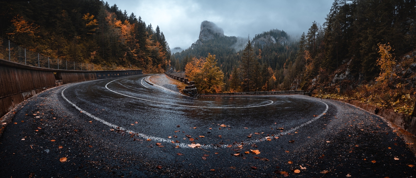 Landscape fall trees asphalt road Custom Gaming Mat Desk