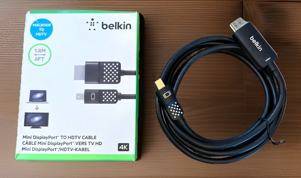 BELKIN Mini DisplayPort TO HDTV CABLE Apple MacBook HDTV 1.8M/6ft. - New in Box
