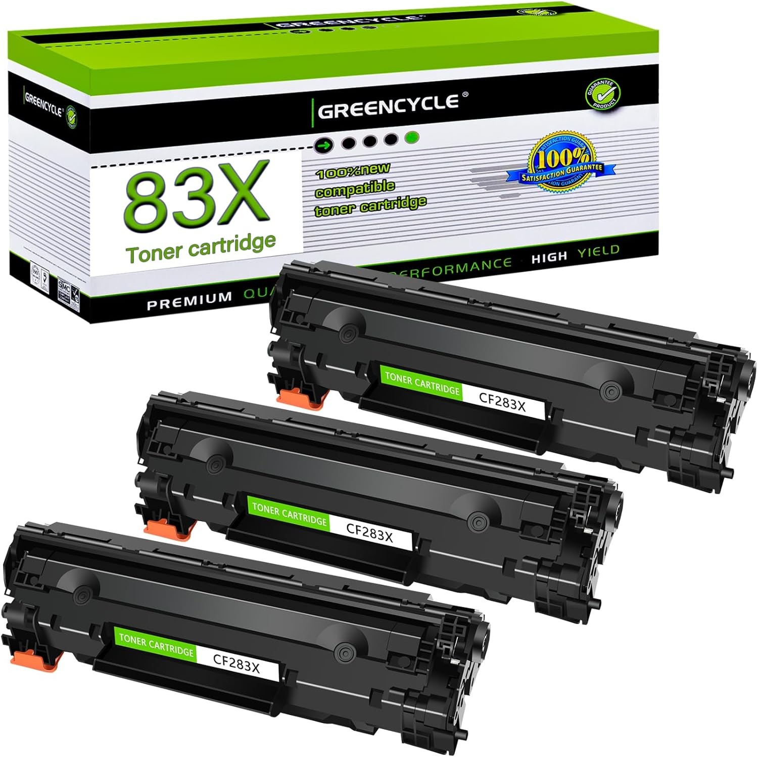 3PK Toner Compatible CF283X/CRG137 Cartridge for HP CF283X and Canon 137