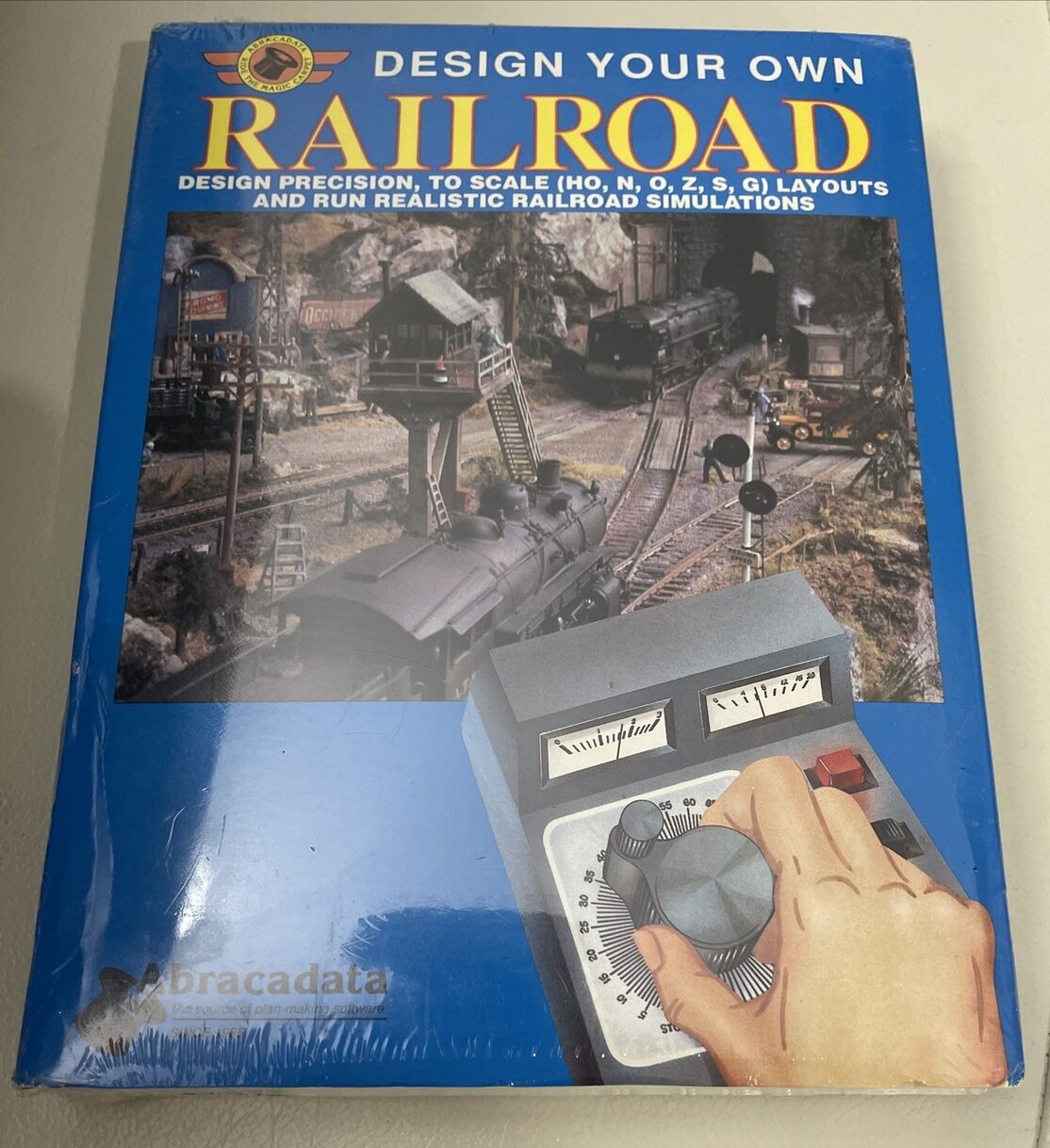 Design Your Own Railroad VTG Big Box PC Game Abracadata Sealed New