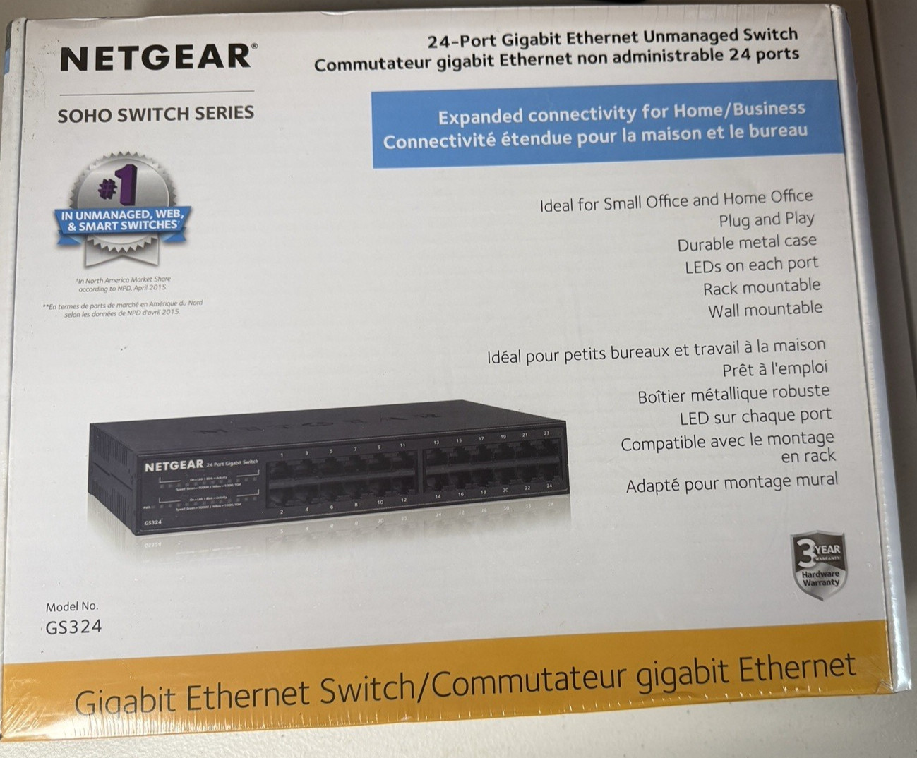 (i) NETGEAR GS324 24 Port Unmanaged Gigabit Ethernet Switch - Black