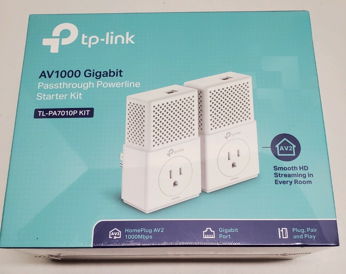 GENUINE TP-Link TL-PA7010P KIT Passthrough Powerline Starter Kit AV1000 GIGABIT