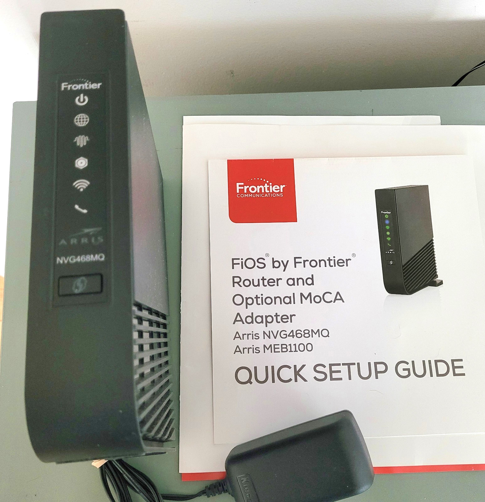 ARRIS NVG468MQ - 4 Ports Frontier Router + Ktec AC Adapter + Setup Guide - Black