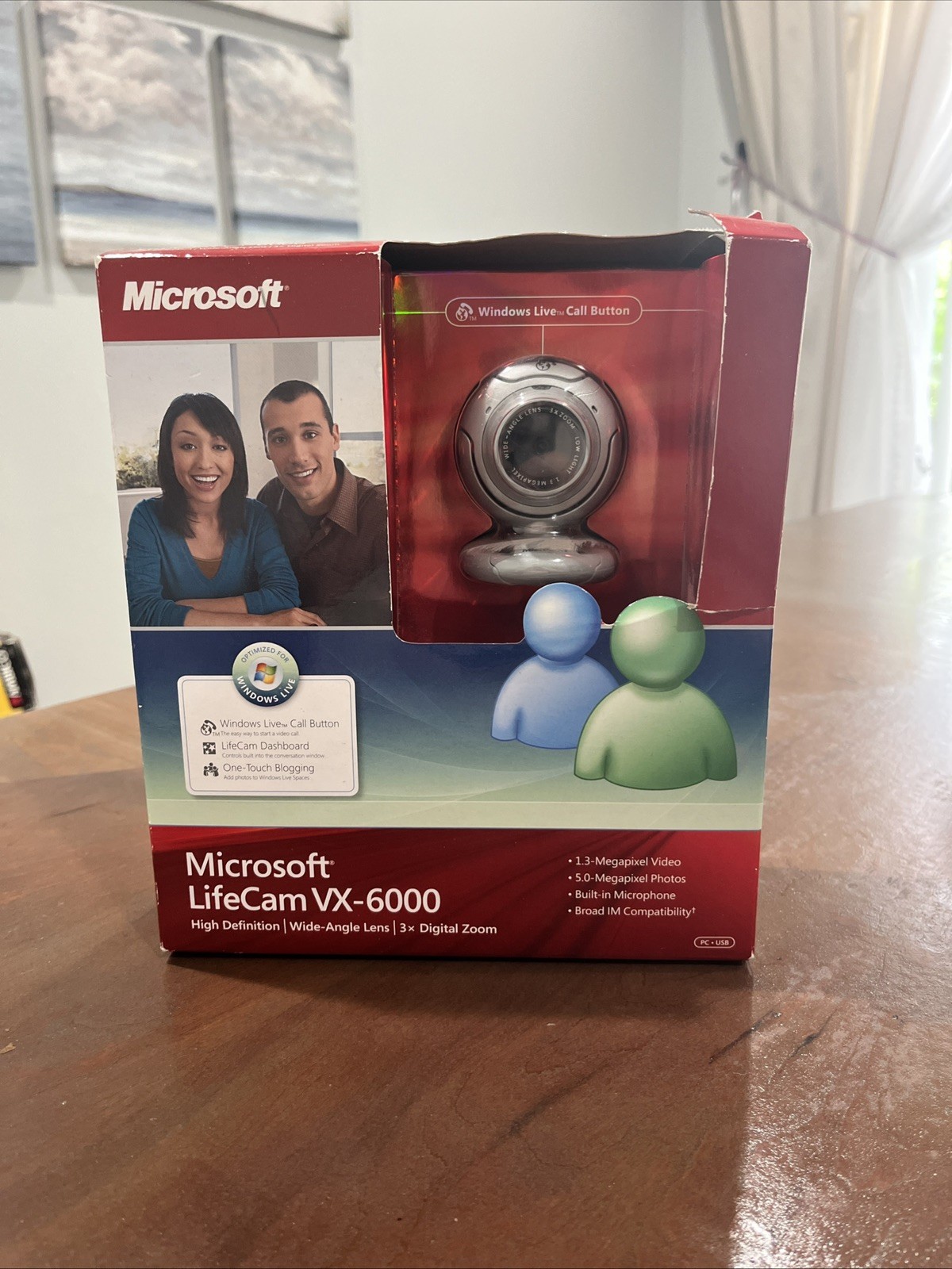 Microsoft Lifecam webcam NEW VX-6000 HD Wide Angle Lens 3x Digital Zoom