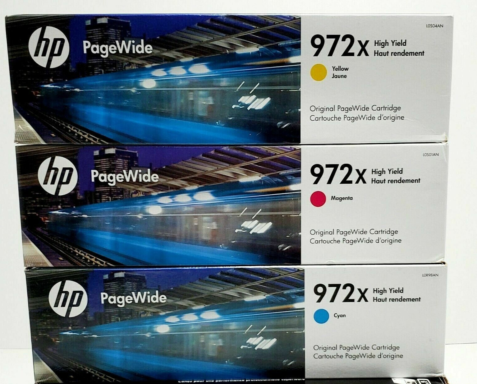 Set 3 Genuine Factory Sealed HP 972X Cyn Mag Yel Inks 2022-2025 NEW GEN