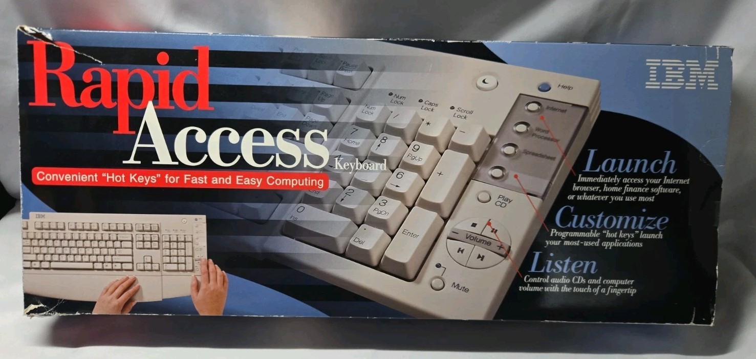 Vintage IBM Rapid Access Pro Keyboard New 09N5542 Retro Clicky PS2