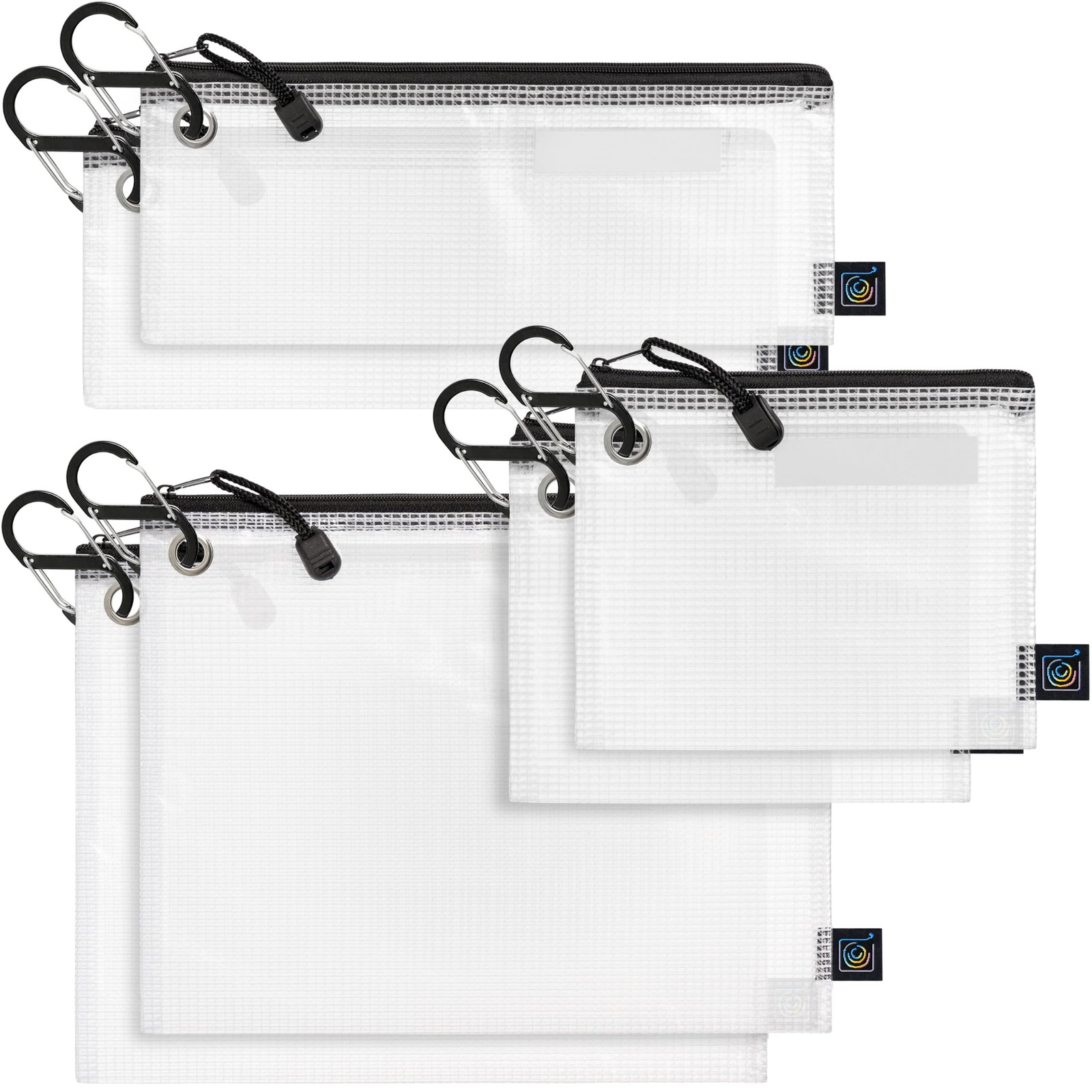 Clear Mesh Zipper Pouches, 6 Pack, 3 Sizes - Organizer & Gear Bags For Tools