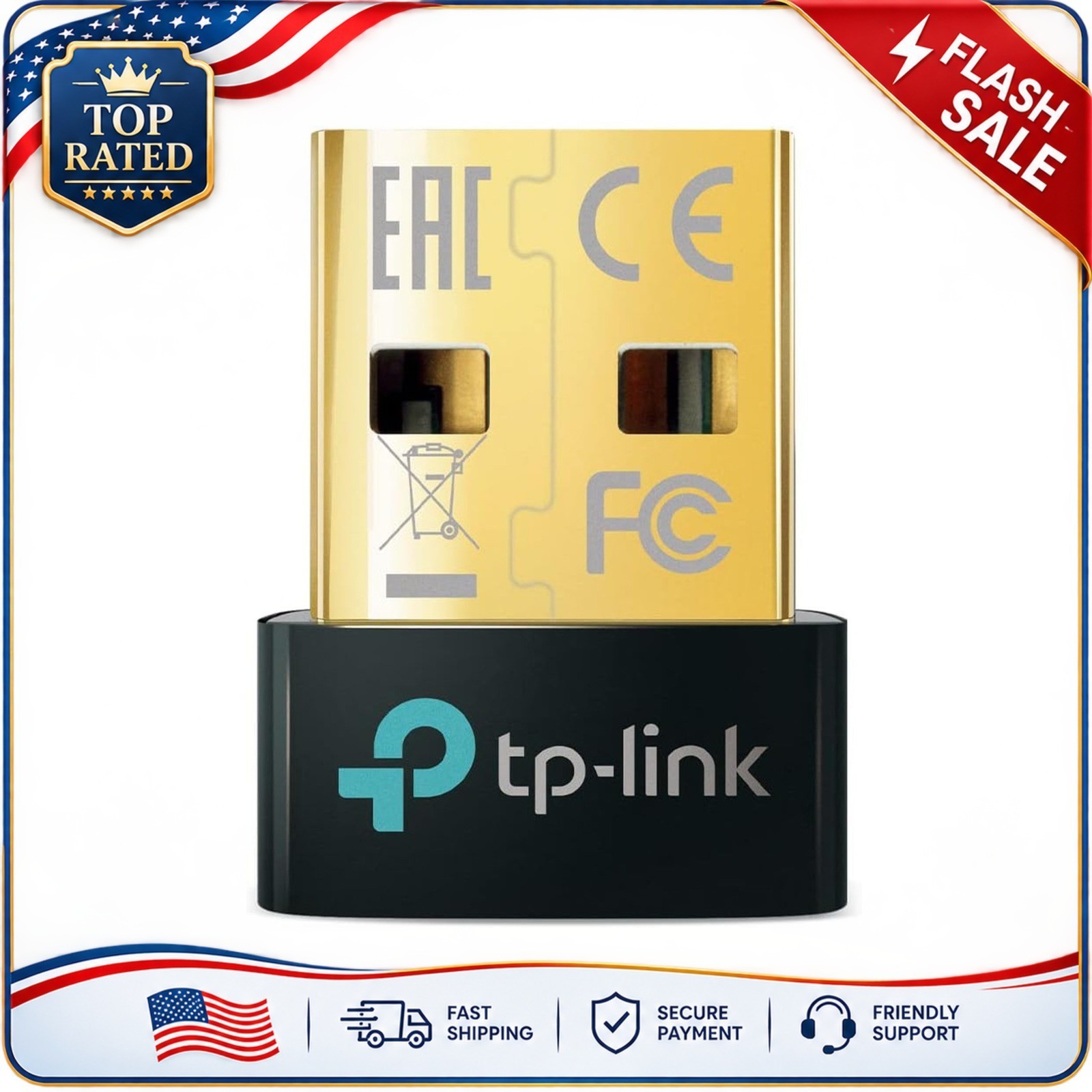 USB Bluetooth Adapter for PC - Bluetooth 5.4 Dongle Receiver, Plug and Play, Nan